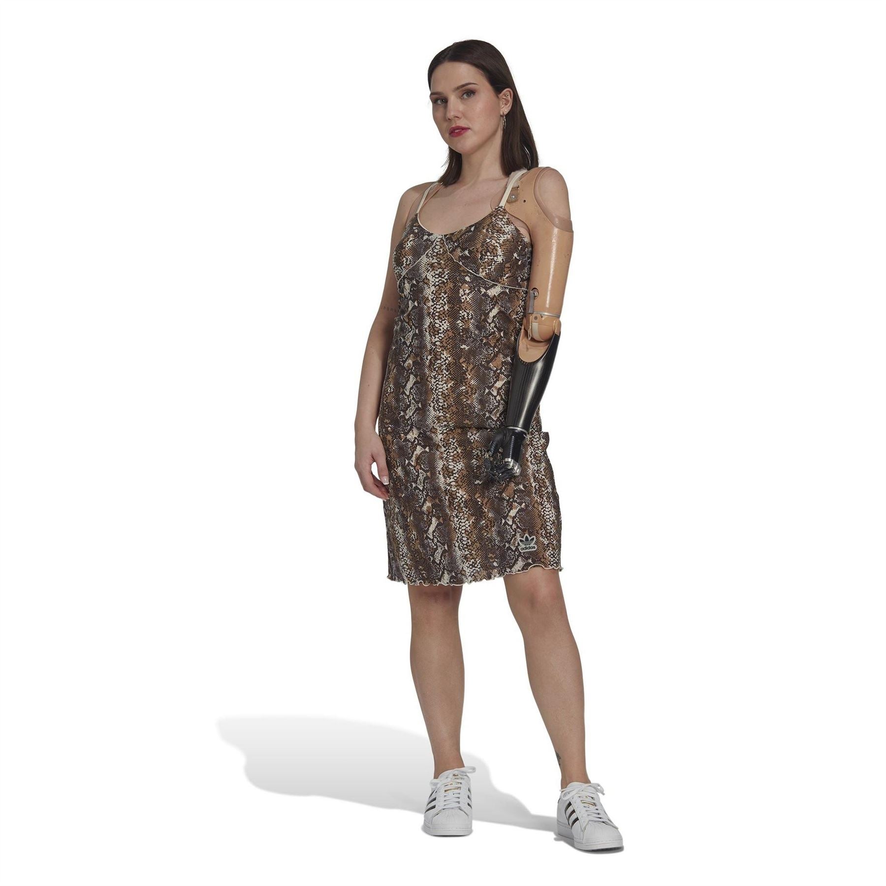 adidas Originals Snake Mesh Scoop Neck Mini Slip Dress