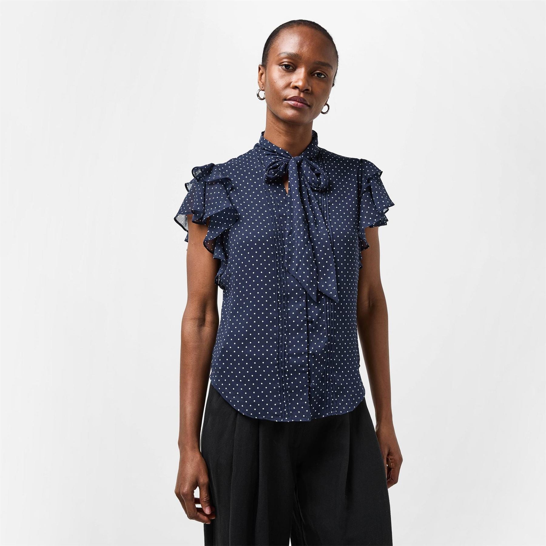 Lauren by Ralph Lauren Tie Neck Ruffle Sleeve Blouse