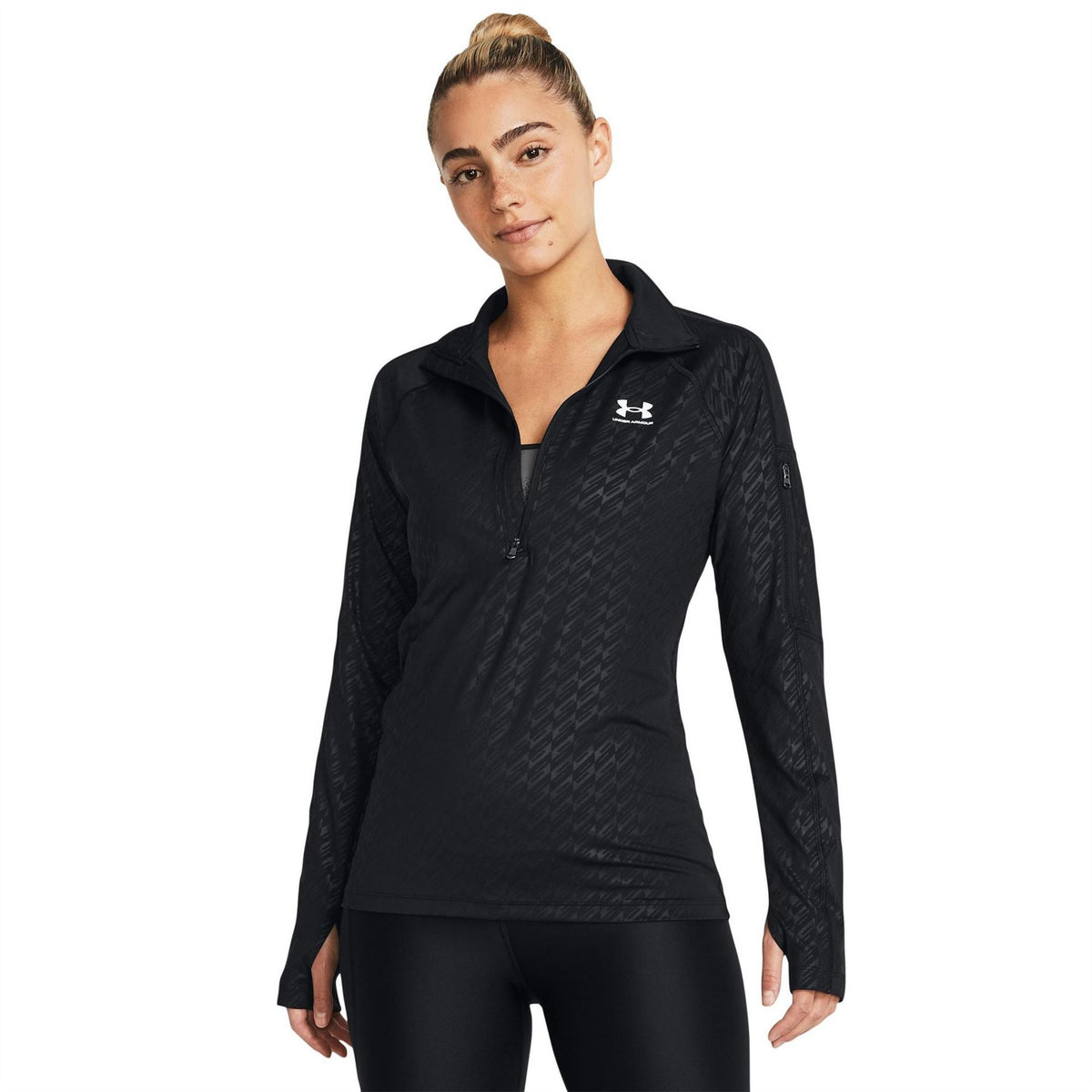 Under Armour Emboss 1 2 Zip Slim Fit Performance Tracksuit Top