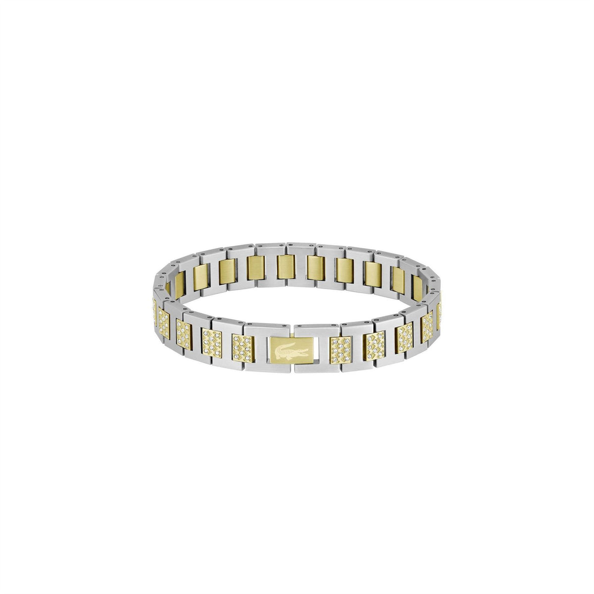 Lacoste Mens Metropole Two Tone Gold Ip And Stainless Steel Crystal Bracelet