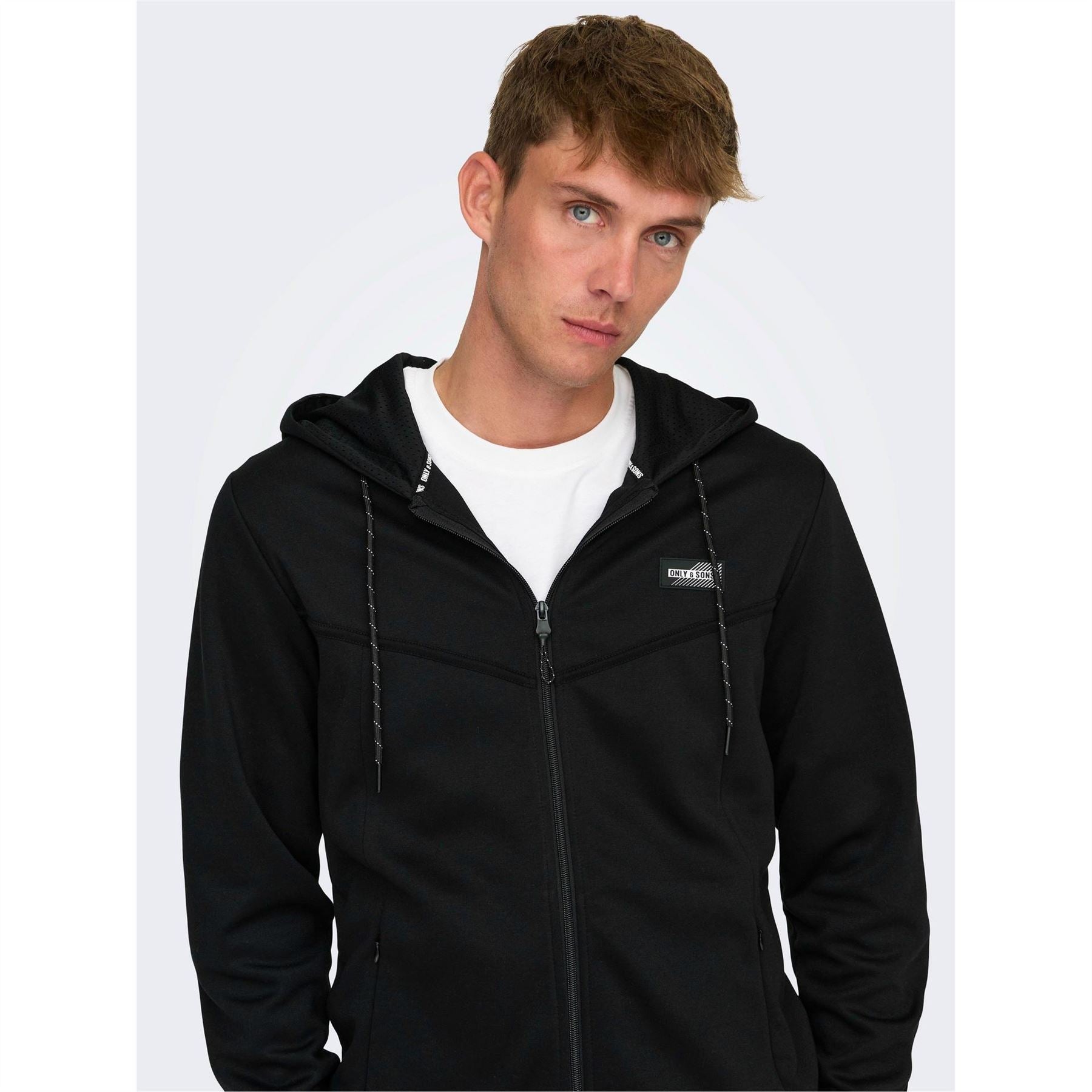Only Hooded Ribbed Cuff Solid Patterned Sweat Jacket