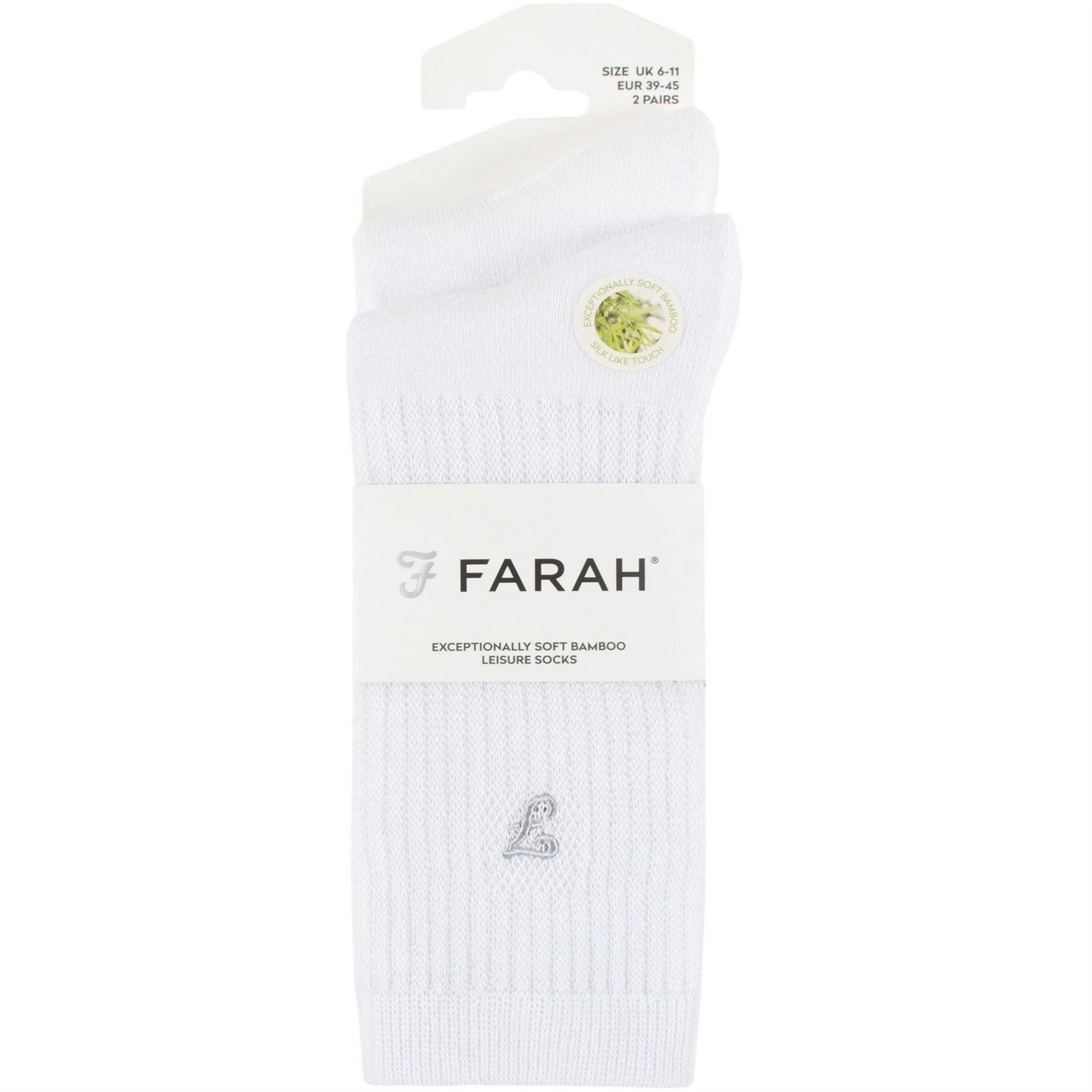 Farah 2 Pack Bamboo Crew Long Socks
