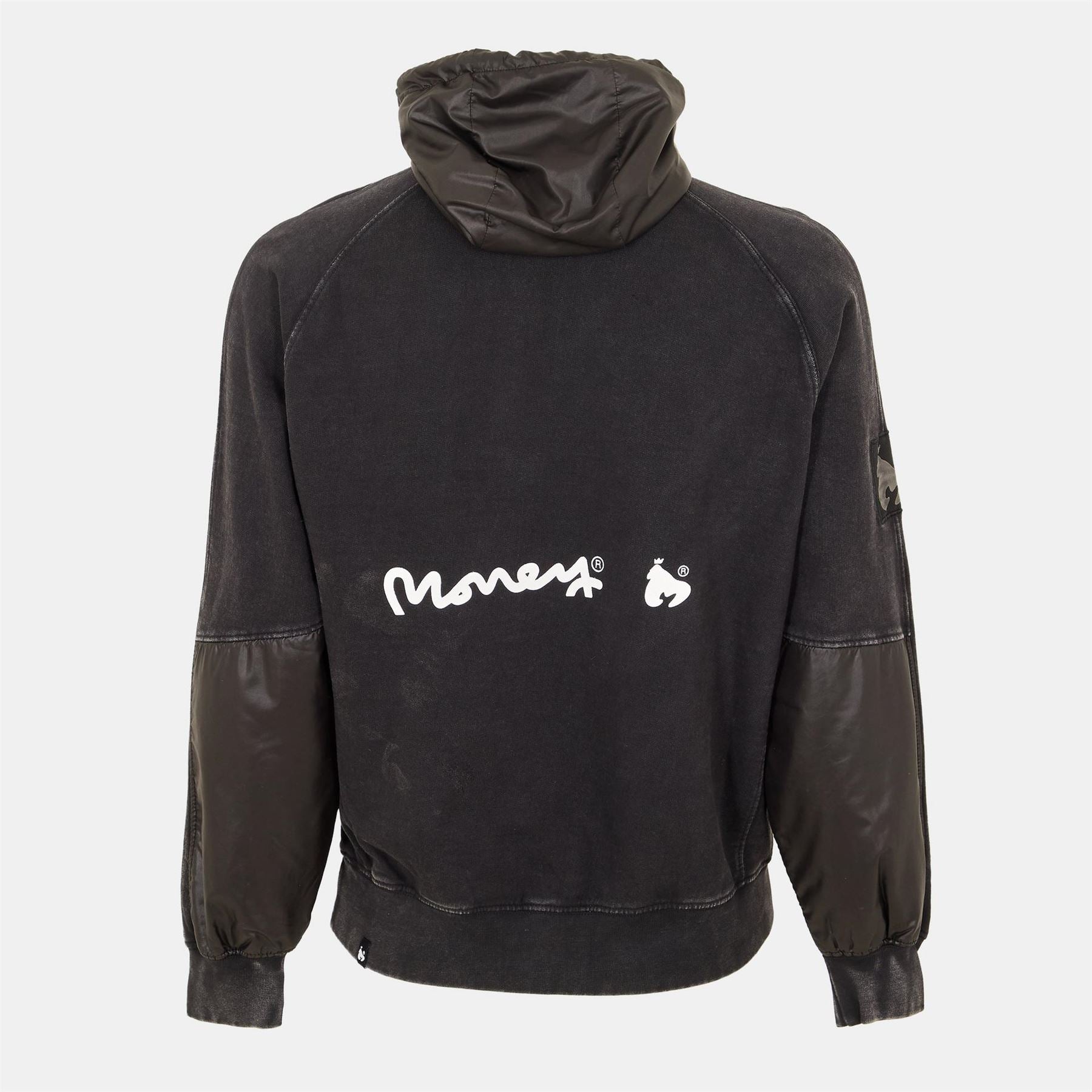 Money Hooded Neck High Collar Raglan Sleeve Sweatshirt