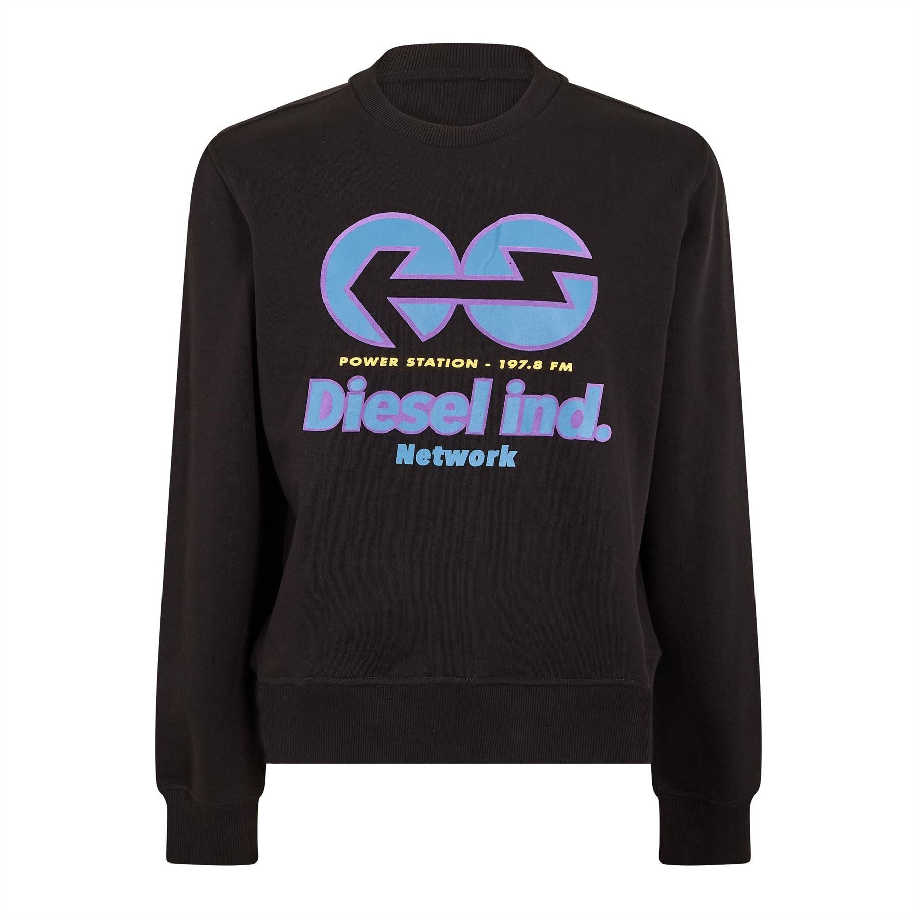 Diesel Ginn E1 Printed Logo Crew Neck Ribbed Collar Sweatshirt