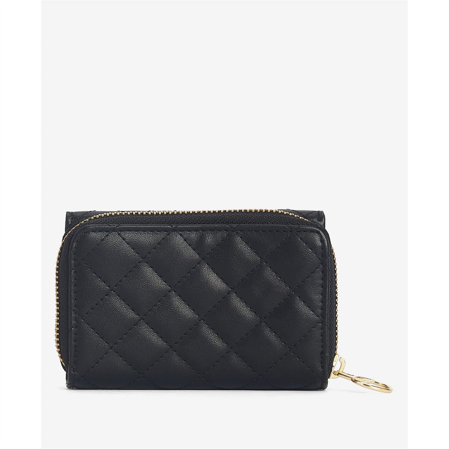Barbour International Aurora Tri Fold Quilted Leather Zip Around Purse