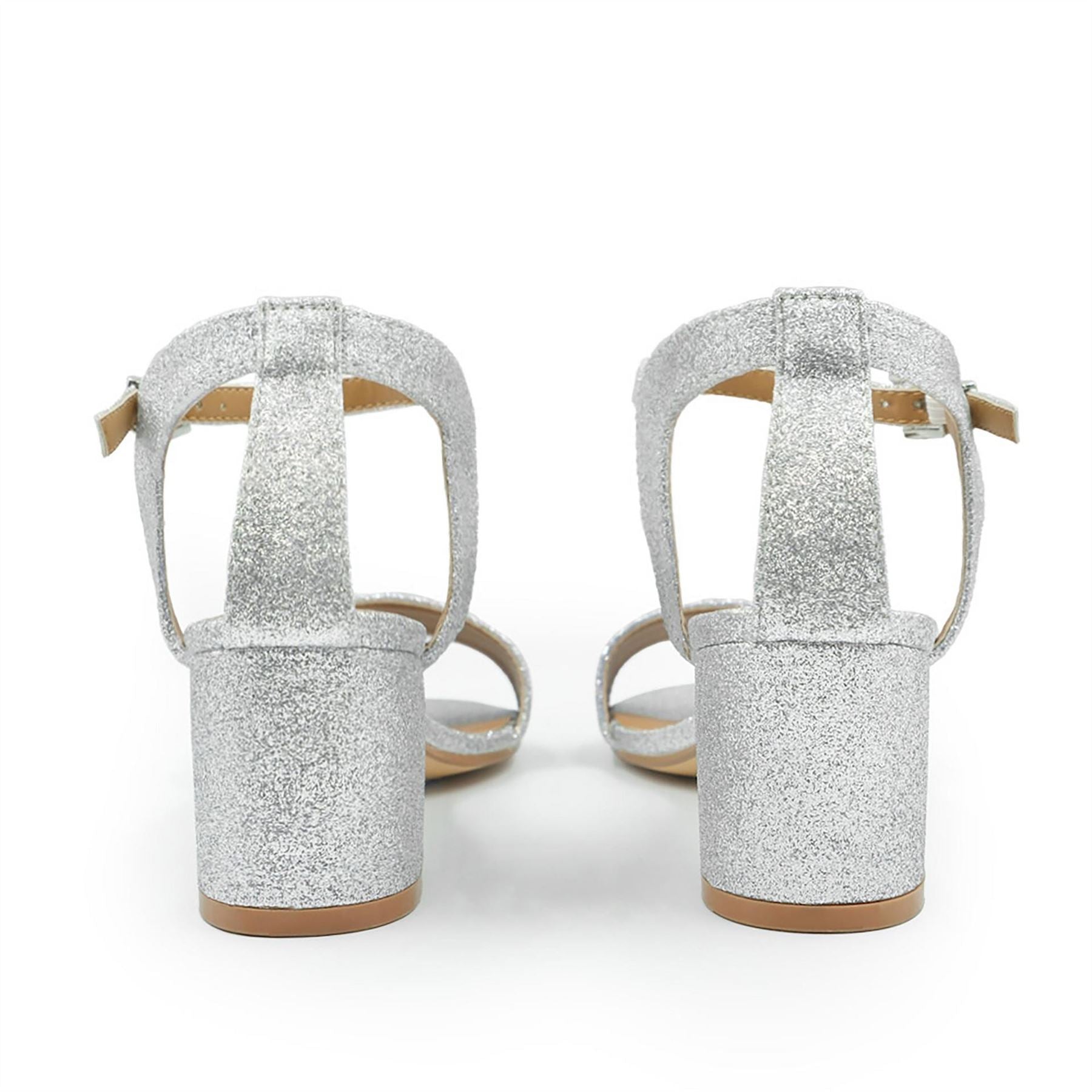 Wheres That From Metallic Open Toe Low Block Heel Sandals