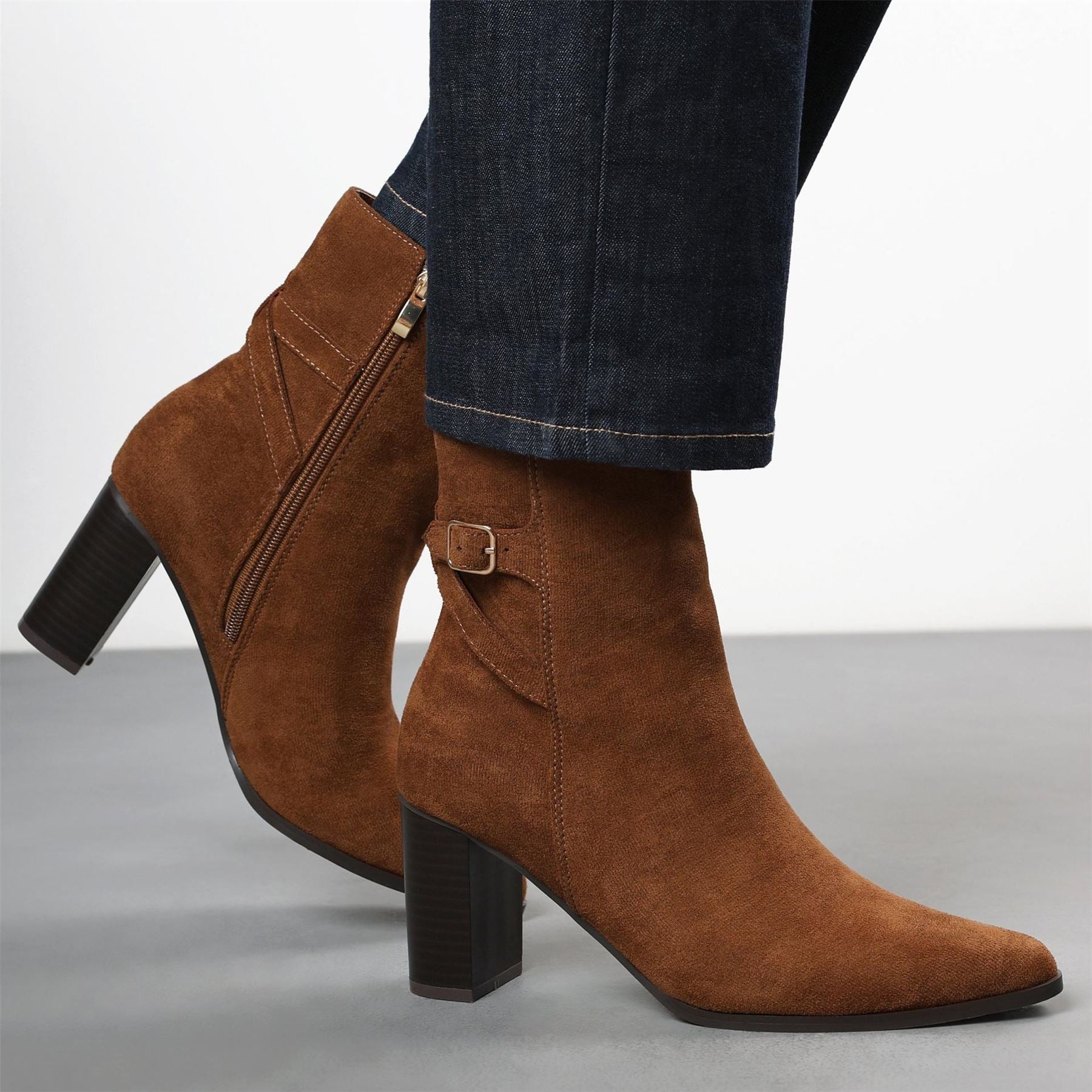 Wheres That From Block Heel Ankle Boots with Zipper Closure