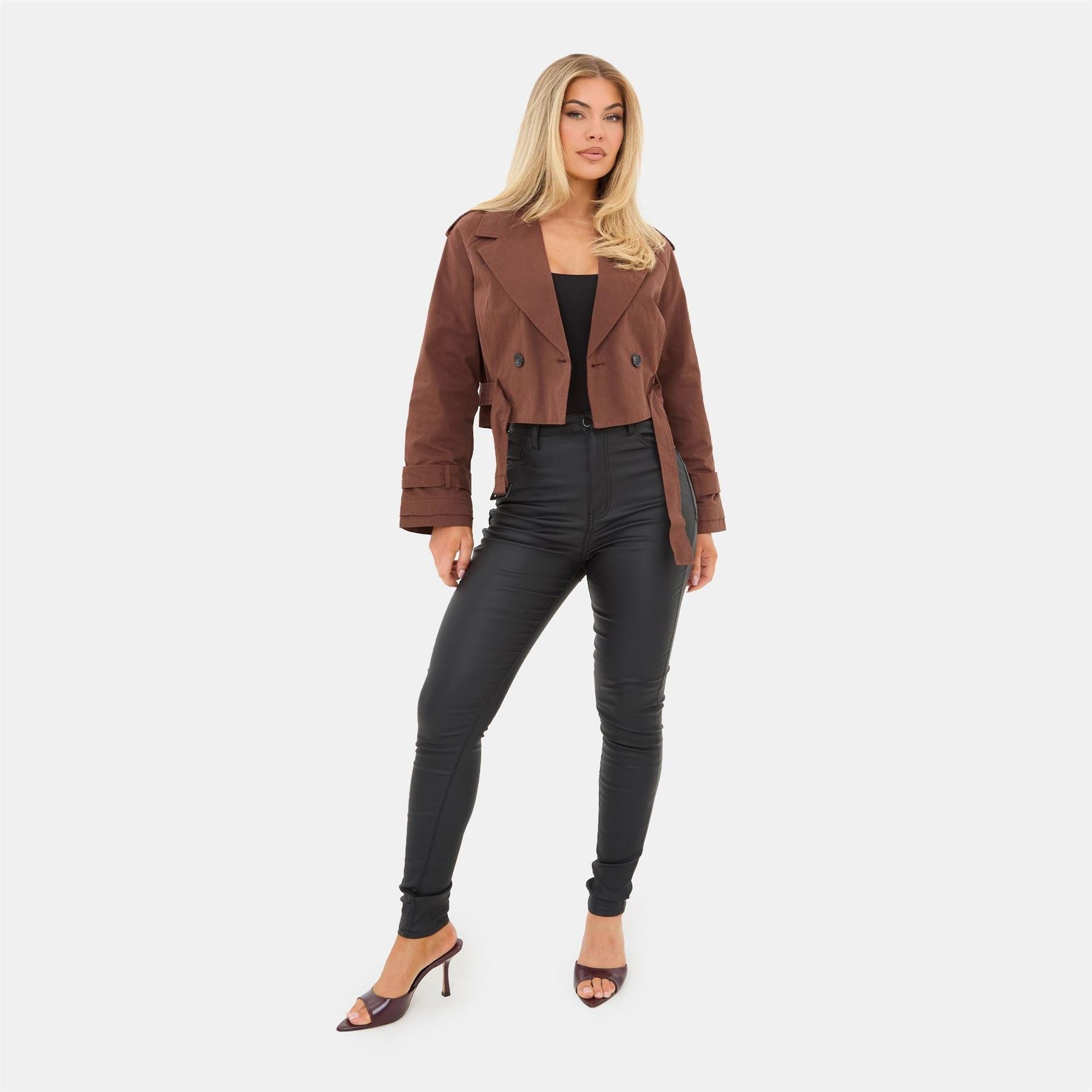 I Saw It First Cropped Long Sleeve Pull Over Trench Coat