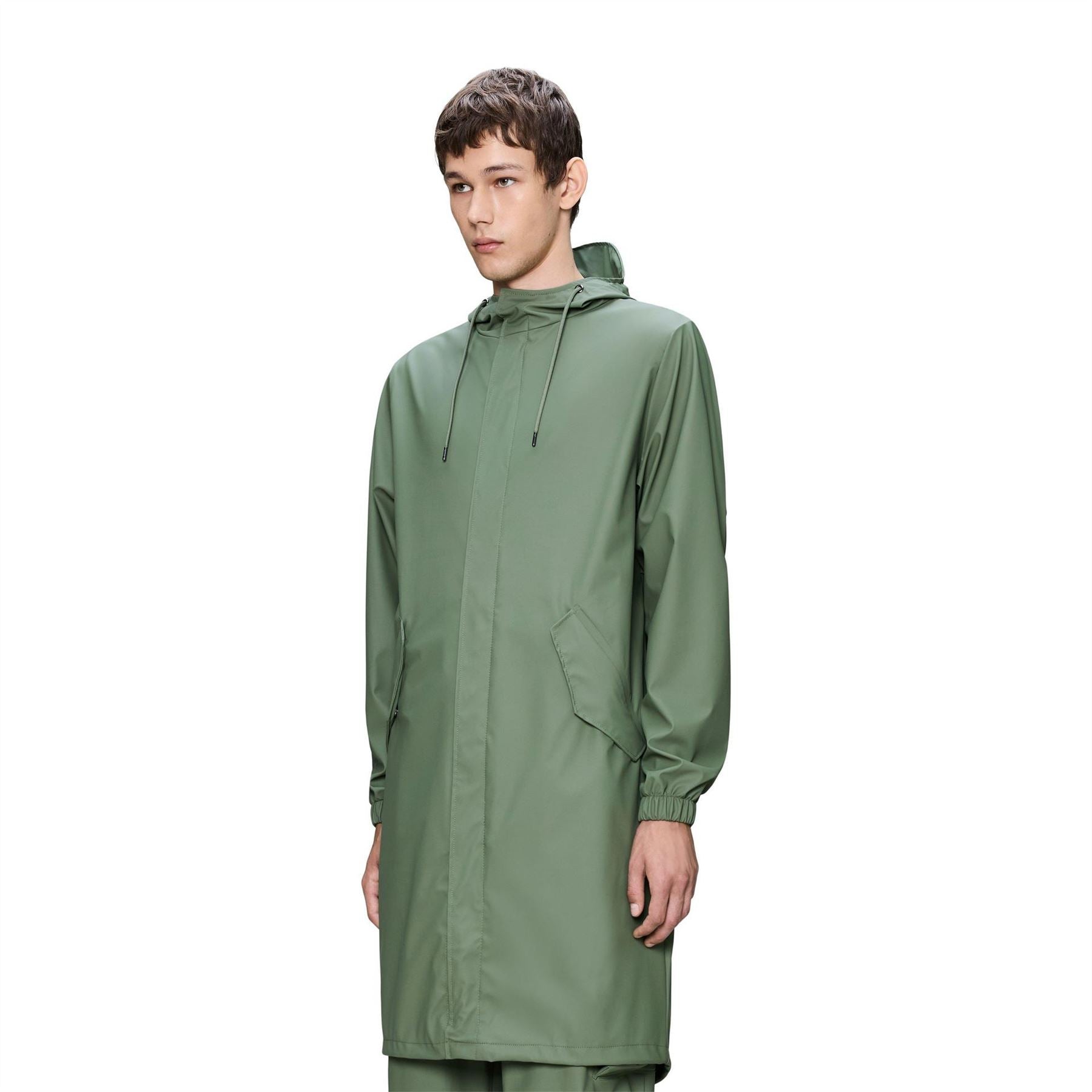 Rains Hooded Fishtail Solid Patterned Rain Jacket