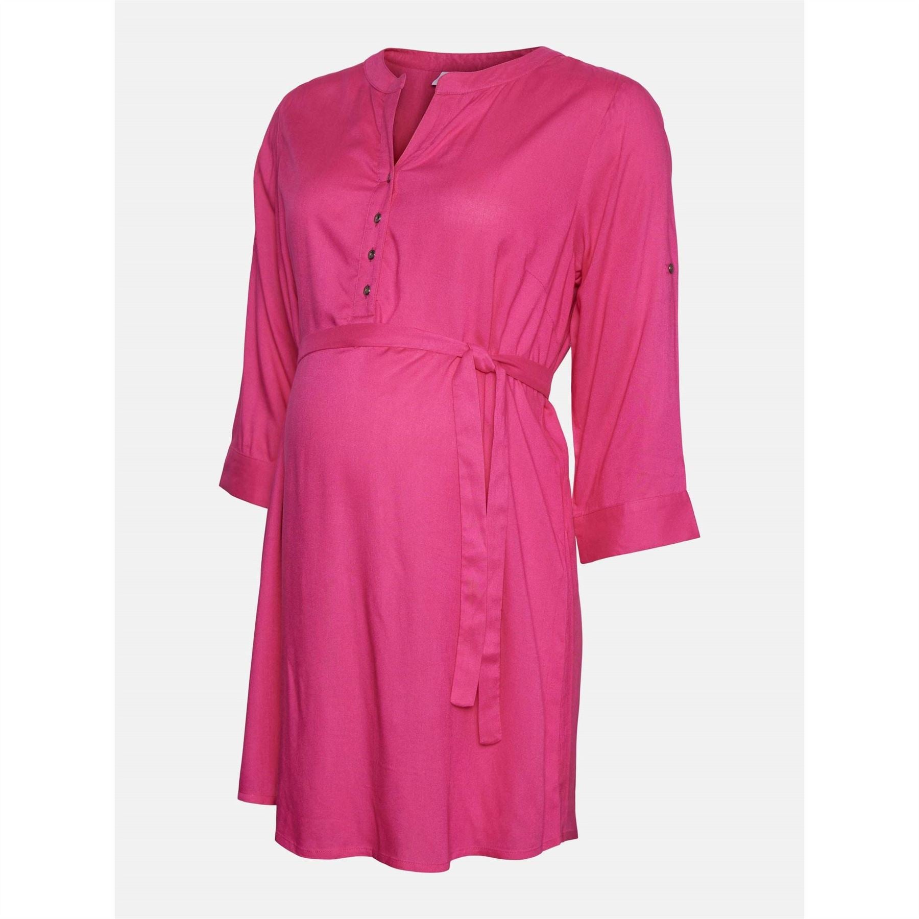 Mamalicious Mlmercy Notched Neck Band Collar Three Quarter Sleeve Tunic