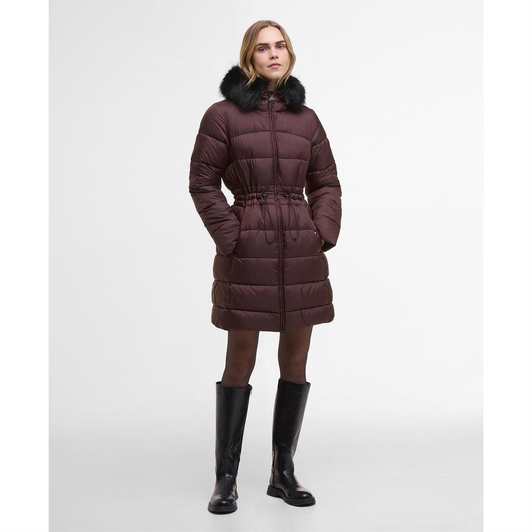 Barbour International Anastasia Detachable Hood Slim Fit Medium Puffer Jacket