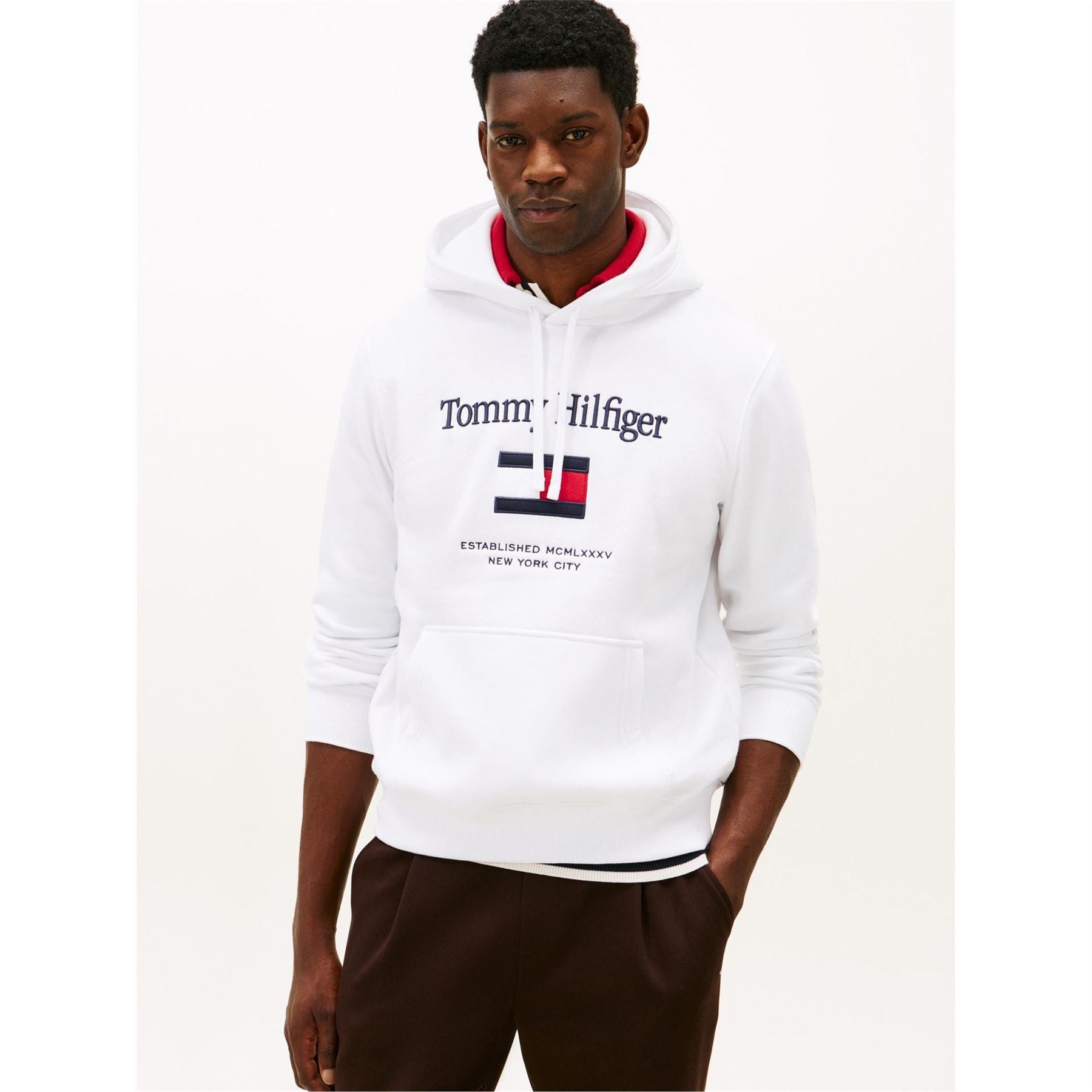 Tommy Hilfiger Embroidered Flag Hooded Long Sleeve Sweatshirt
