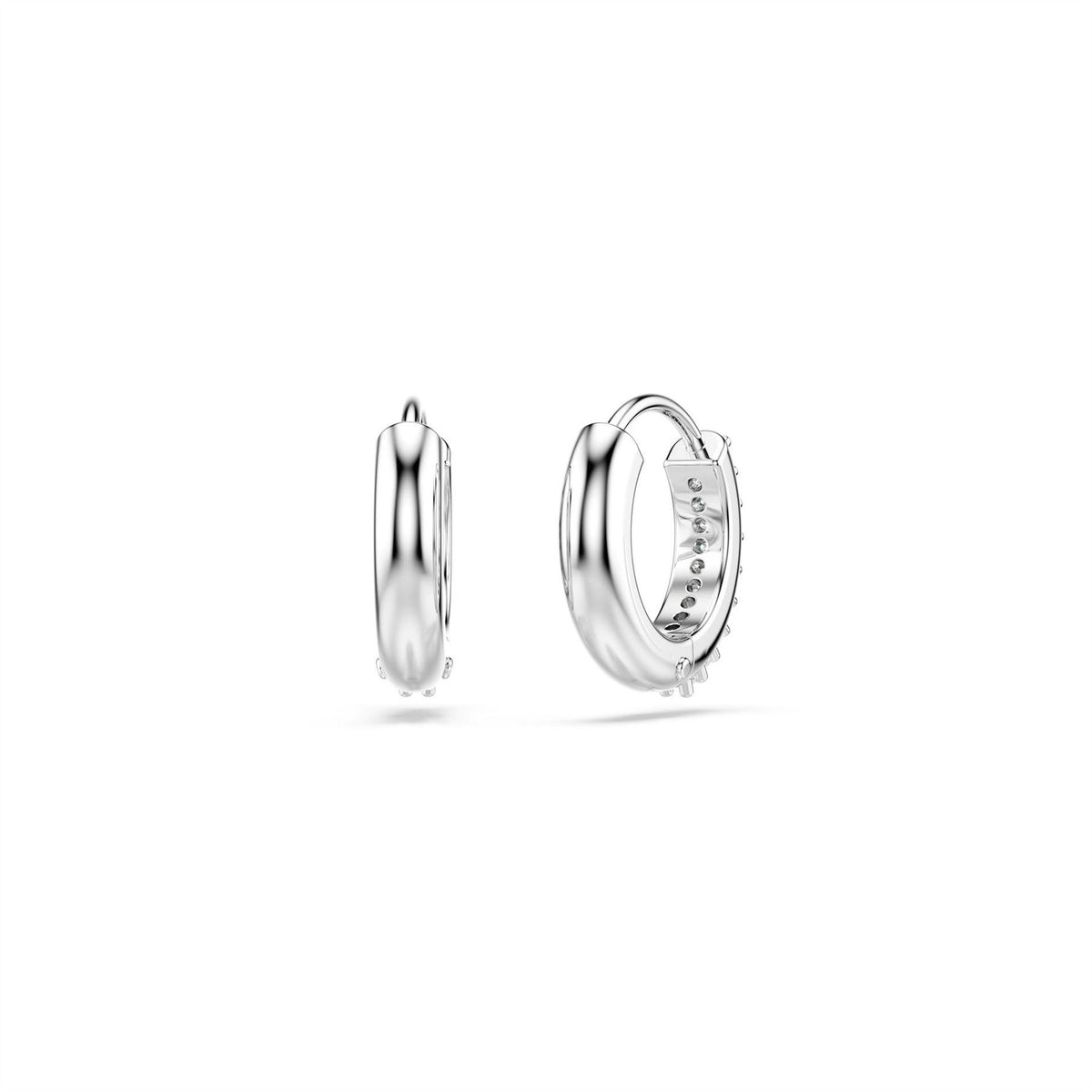 Swarovski Hoop Earrings, Round Cut, White, Rhodium Plated