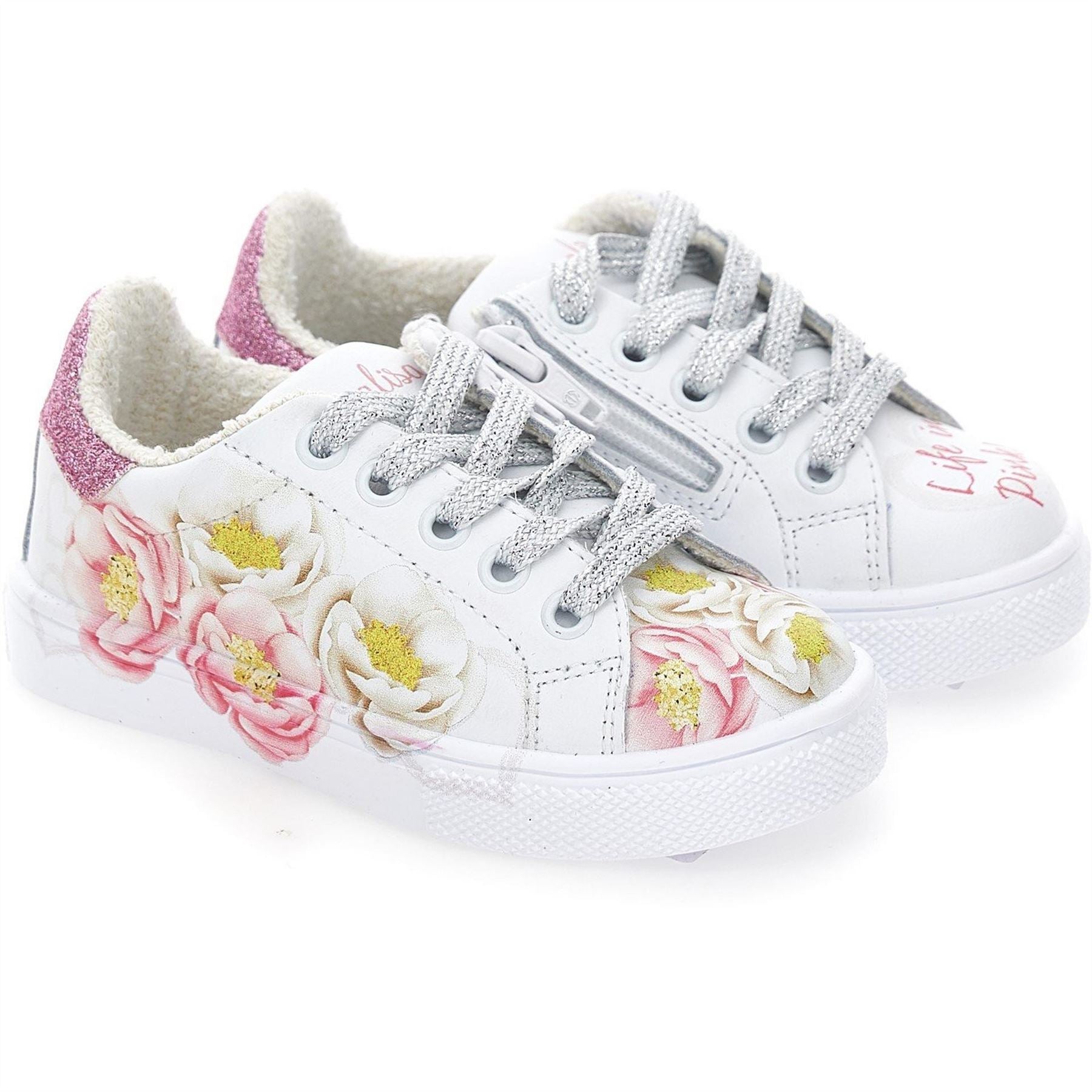 Monnalisa Monlisa Glitter Flower Low Top Trainers