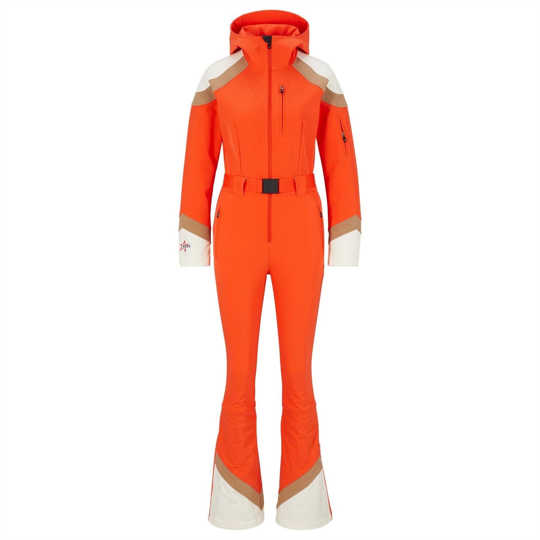 Boss Hooded Neck Long Sleeve Color Block Ski Suit