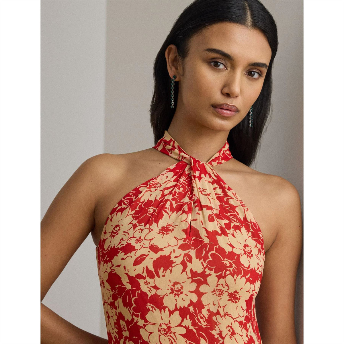 Lauren by Ralph Lauren Georgette Halter Gown