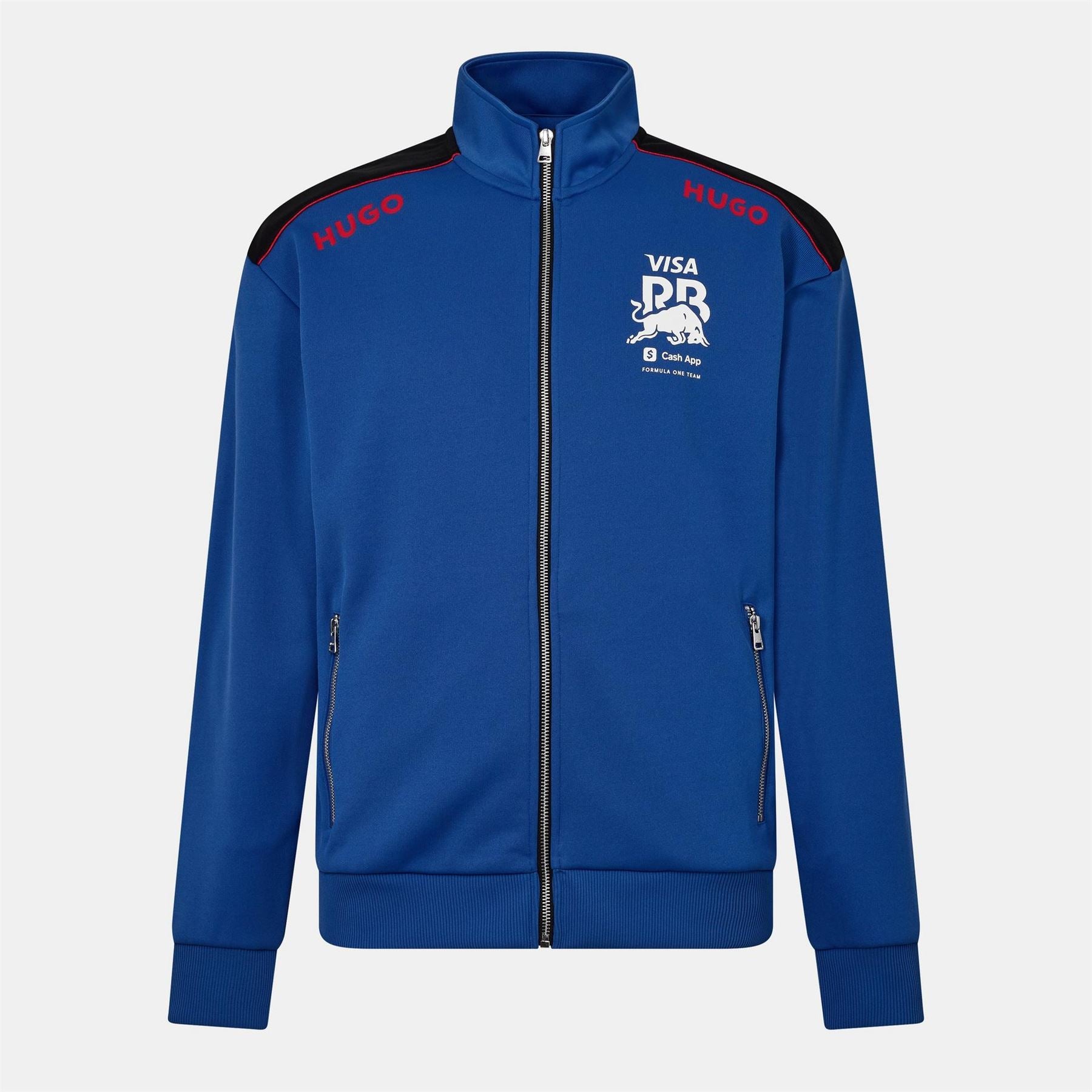 Hugo Solid Patterned Ribbed Cuff Zipped Pocket Printed Logo Track Jacket