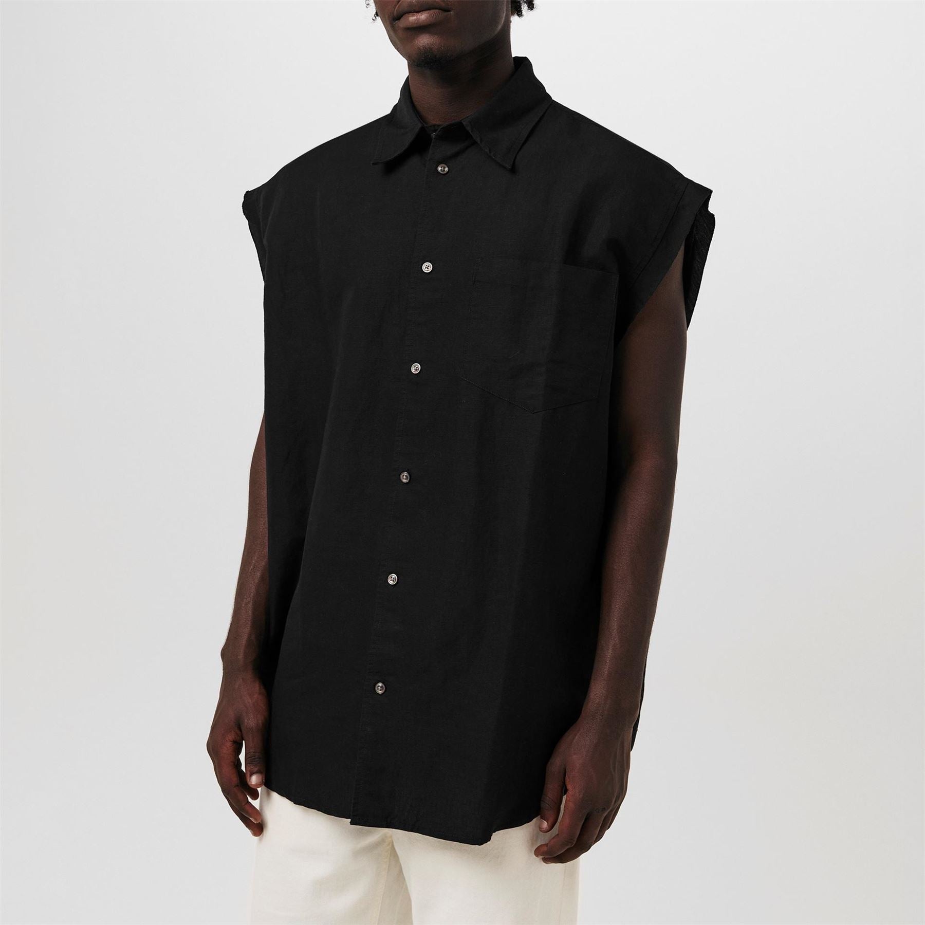 Diesel Relaxed Fit Sleeveless Collared Shirt