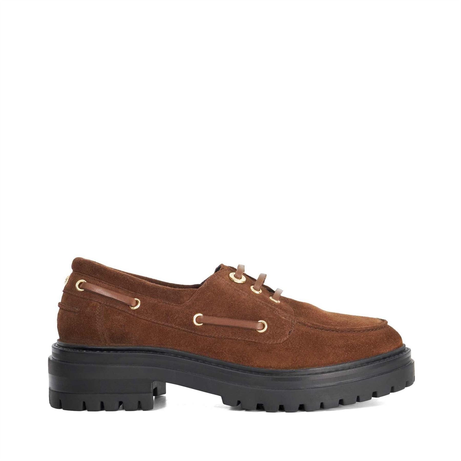 Dune London Glazit Lace Up Venetian Loafers with Lug Sole