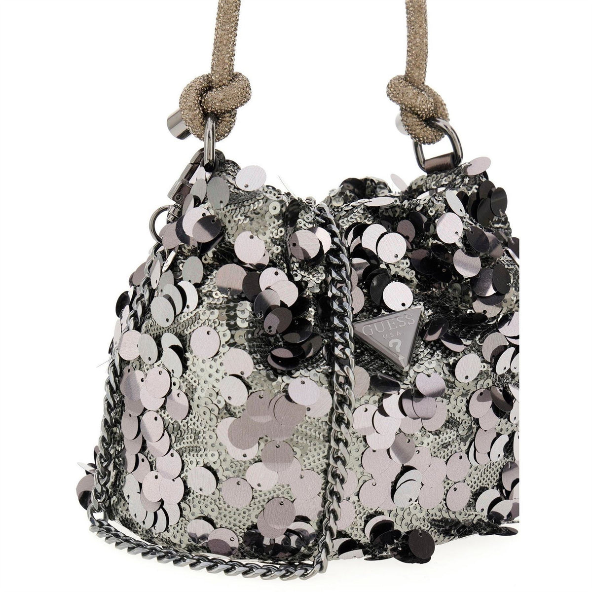 Guess Shine Metallic Sequin Grab Bag with Chain