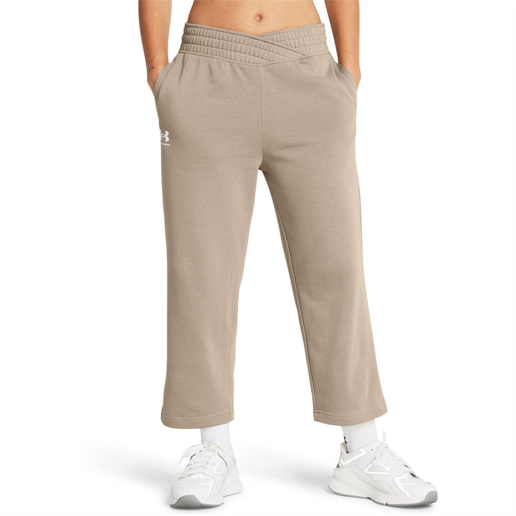 Under Armour Womens Armour Ua Rival Terry Crop Wide Leg Tracksuit Bottom