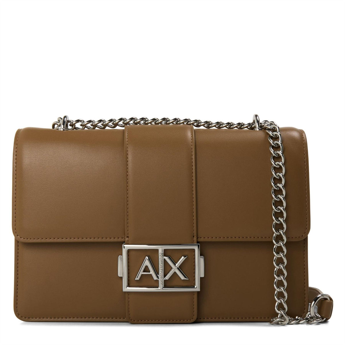 Armani Exchange Messenger Bag with Chain and Silver-Tone Hardware