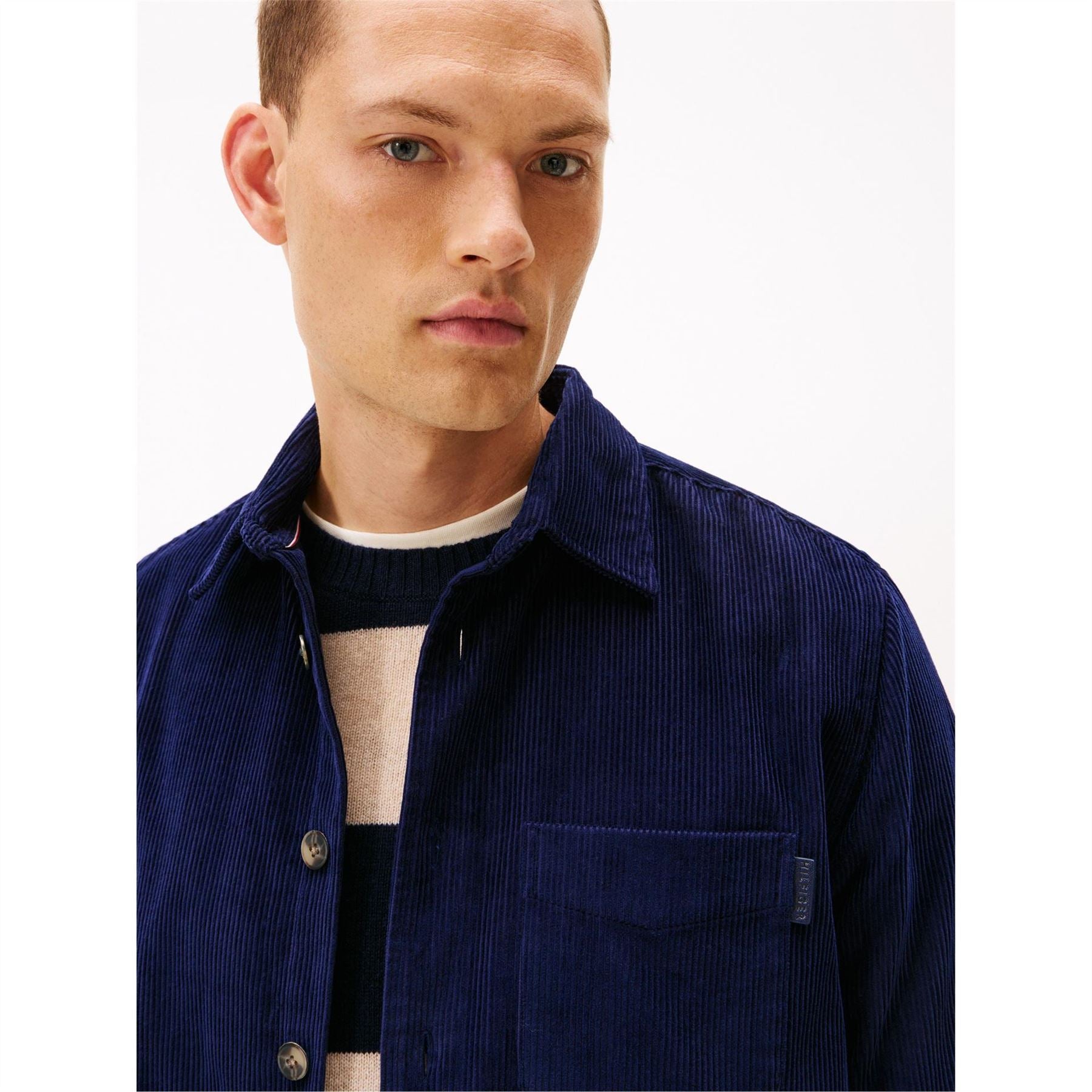 Tommy Hilfiger Solid Patterned Chest Pocket Overshirt