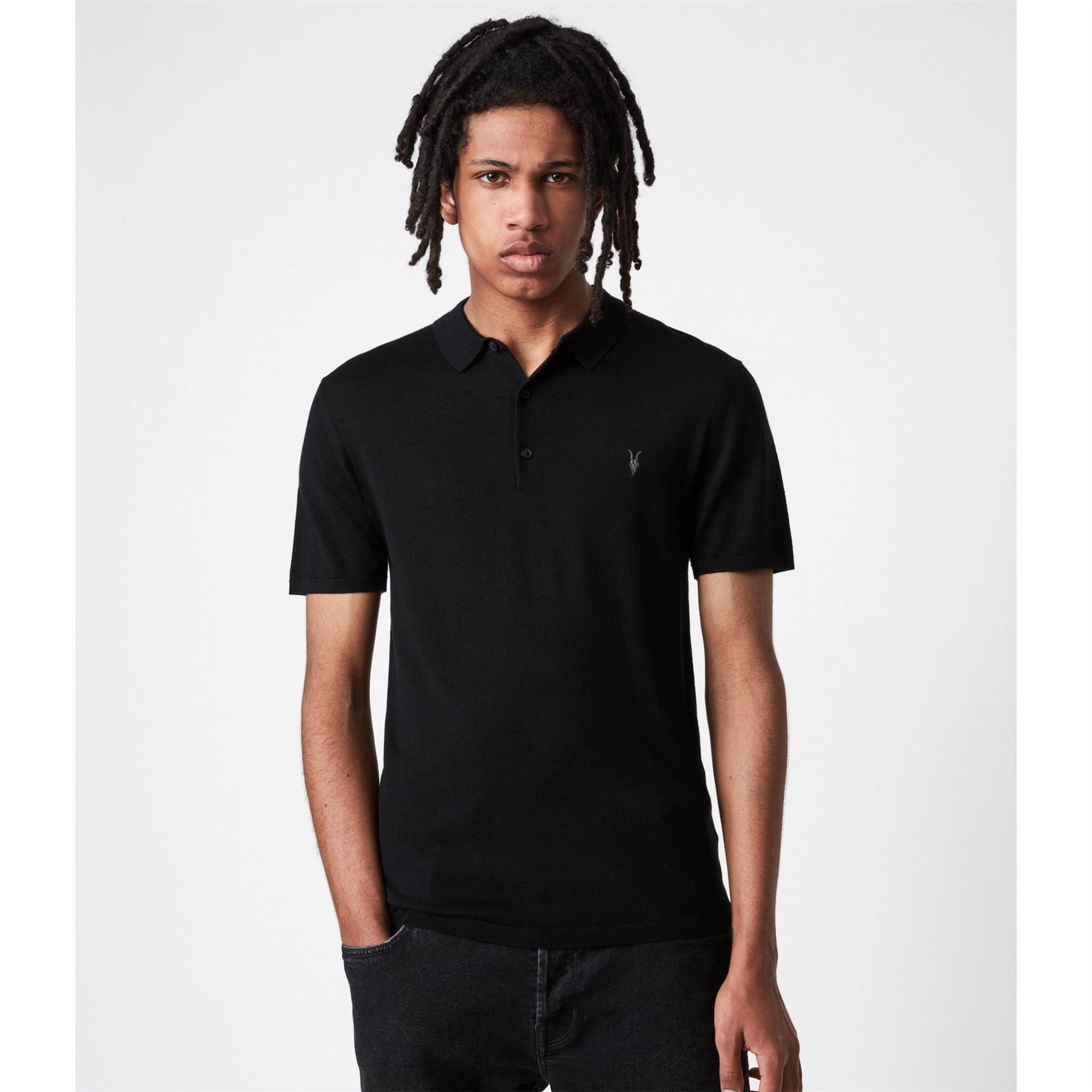 AllSaints Merino Short Sleeve Polo