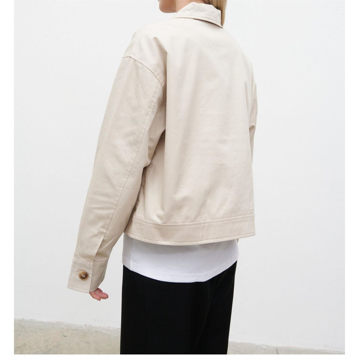 Pretty Lavish Isla Cropped Cotton Oversized Fit Trench Coat
