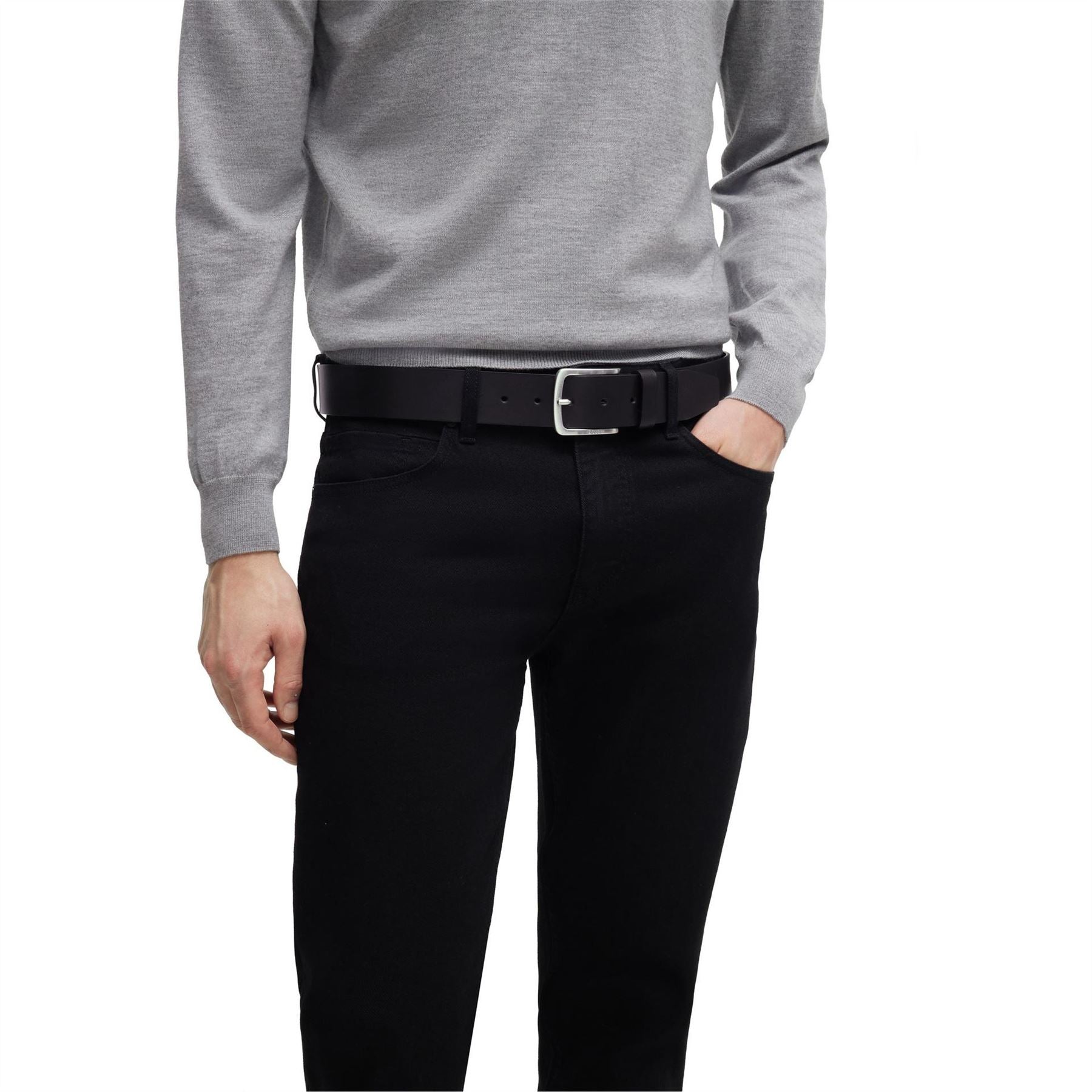 Boss Leather Pin Buckle Belt with Logo