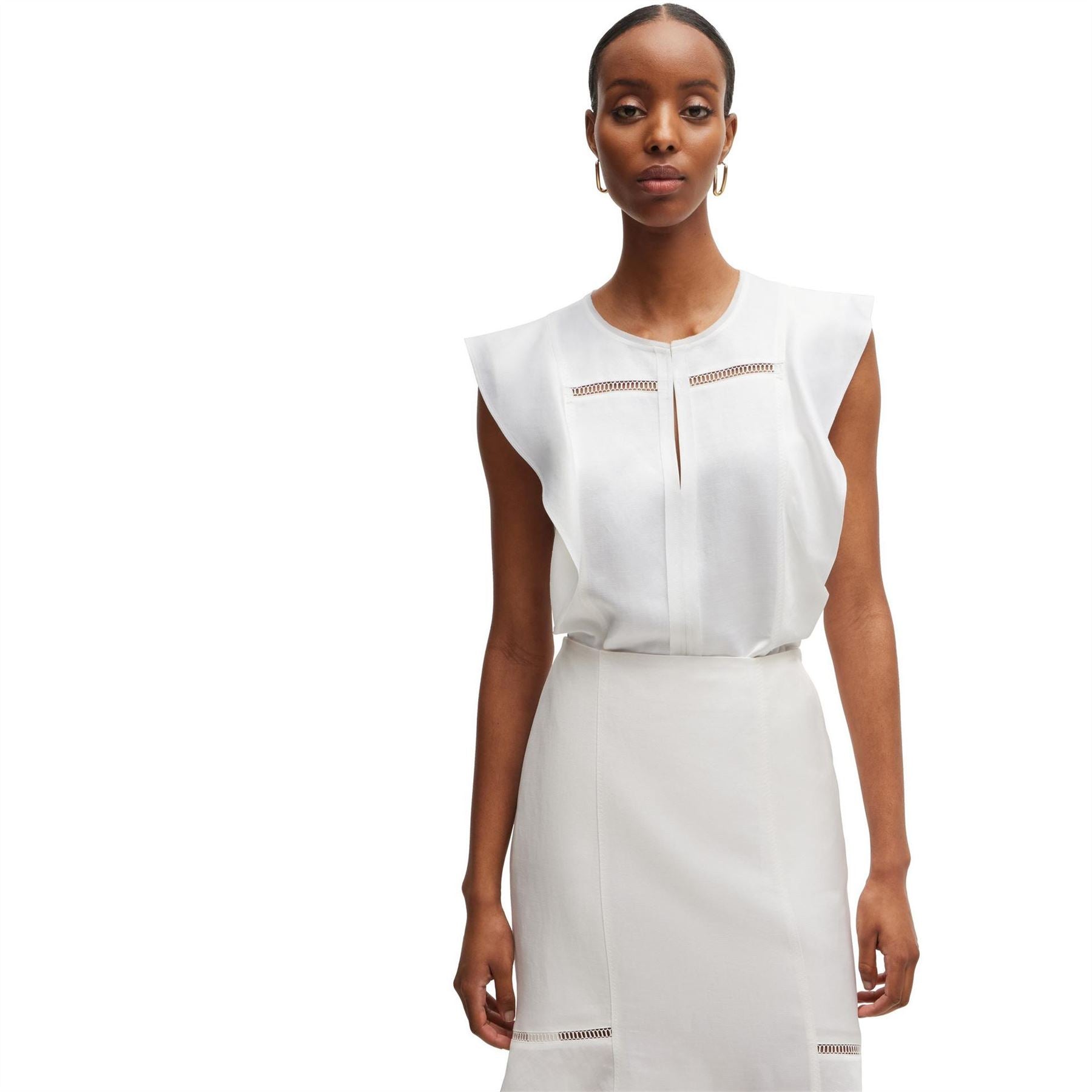 Boss Keyhole Neck Regular Fit Blouse