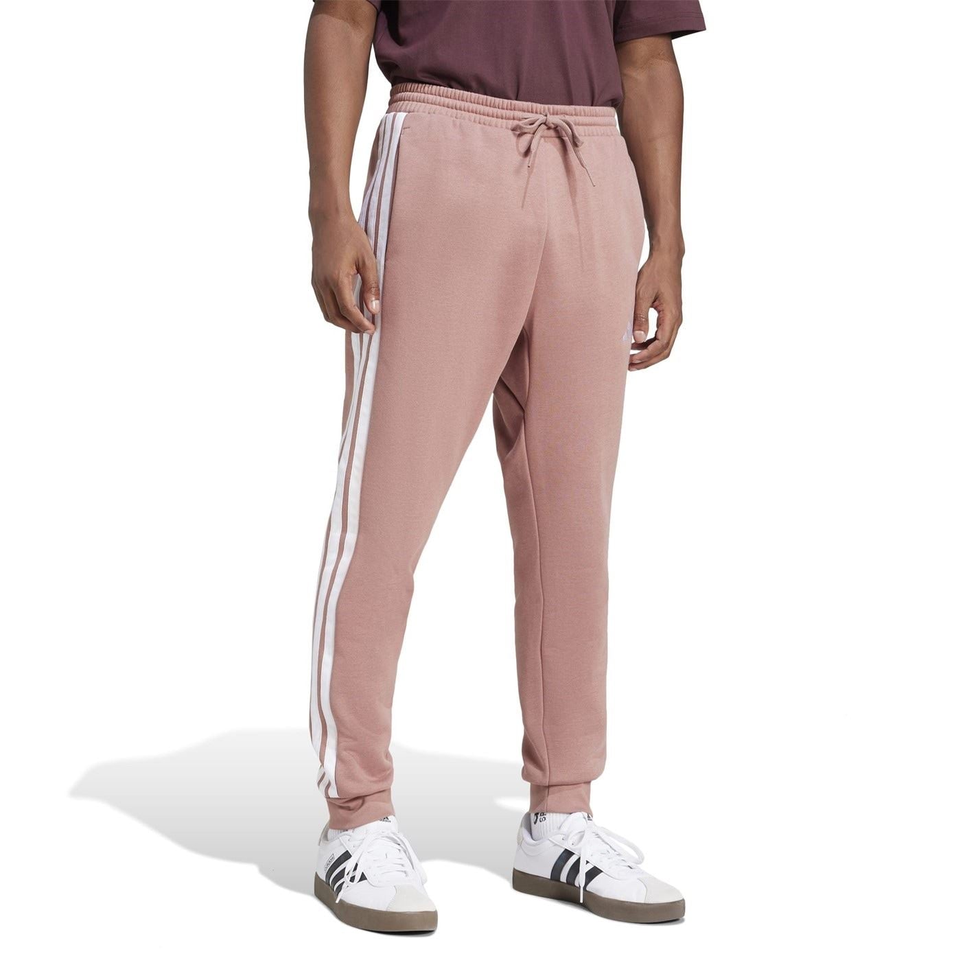adidas Fleece Tapered Cuff 3 Stripes Joggers M