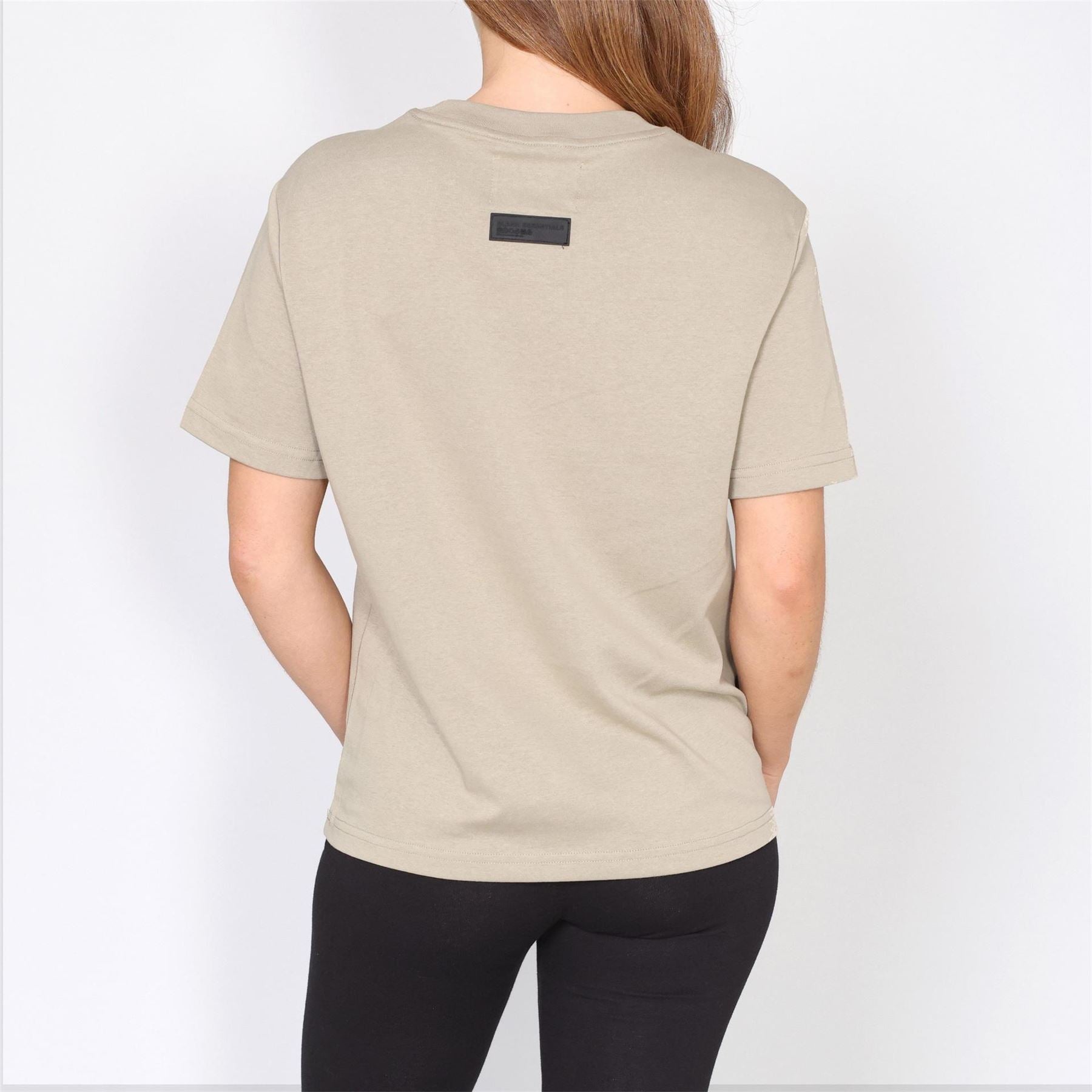 Blank Essentials Lettering Crew Neck Ribbed Collar Short Sleeve Boyfriend T-Shirt