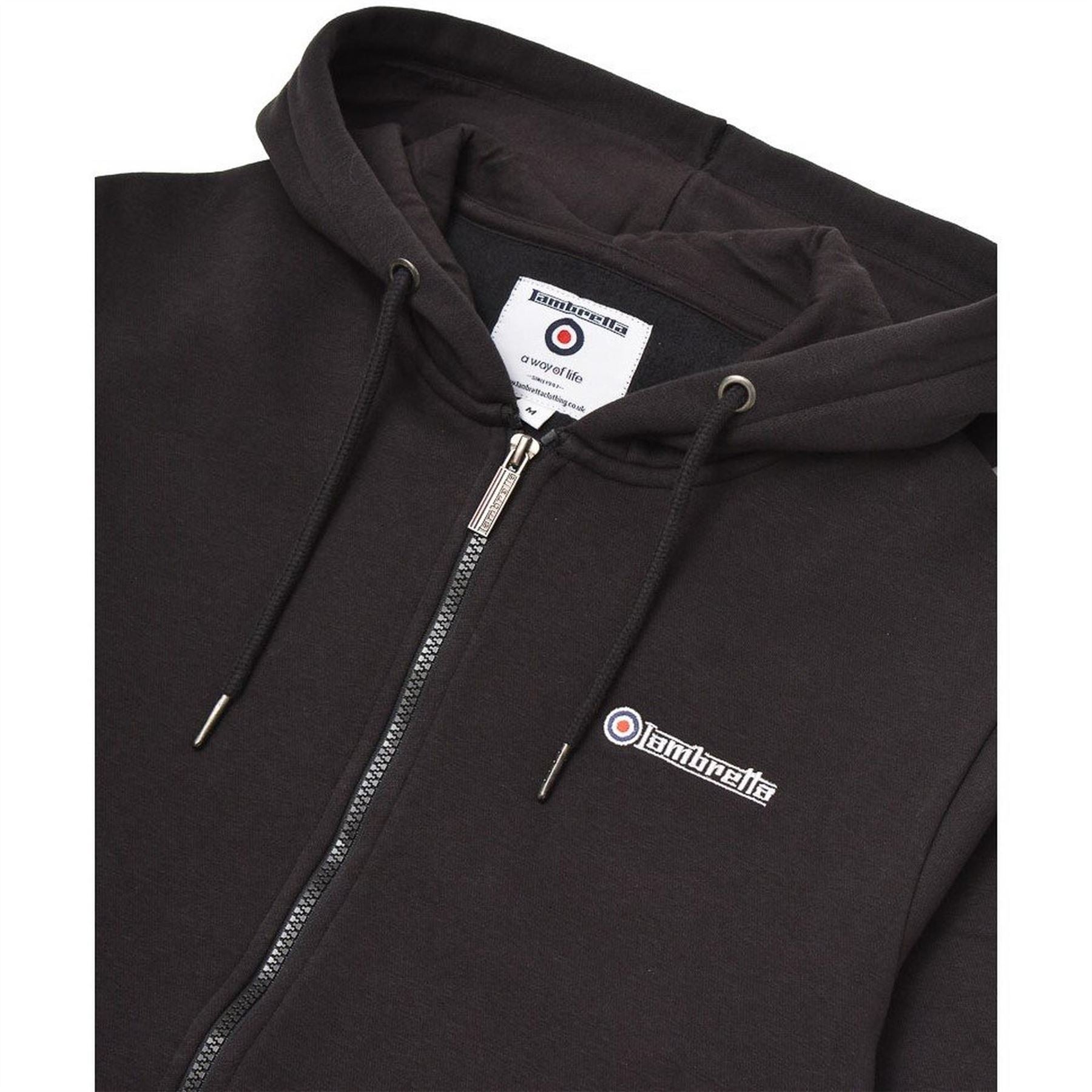 Lambretta Solid Patterned Hooded Ribbed Cuff Sweat Jacket