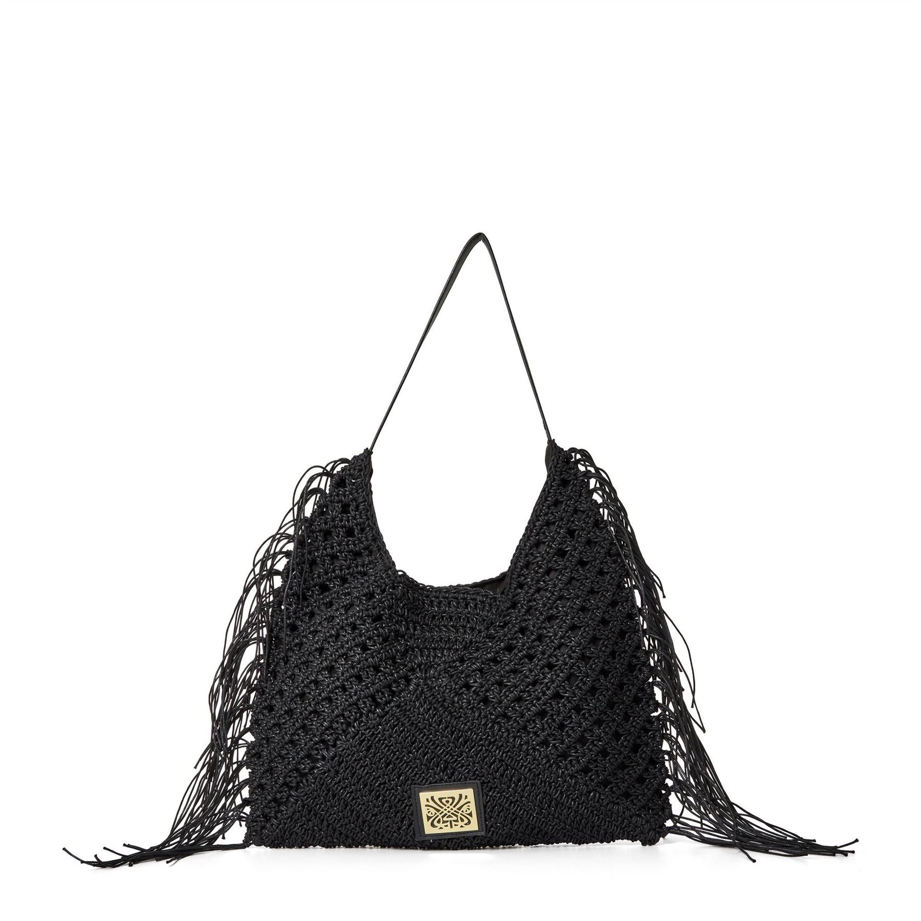 Biba Fringe Hobo Bag with Embossed Logo
