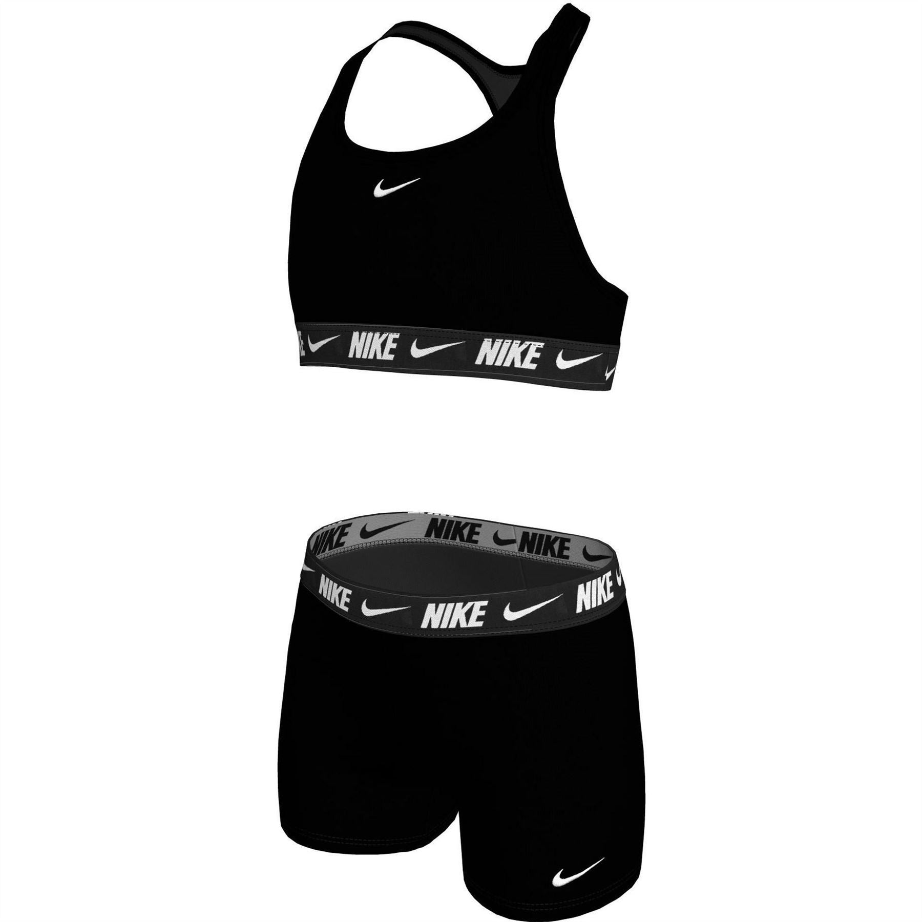 Nike Logo Tape Swim Big Kids (girls) Racerback Bikini  And  Short Set