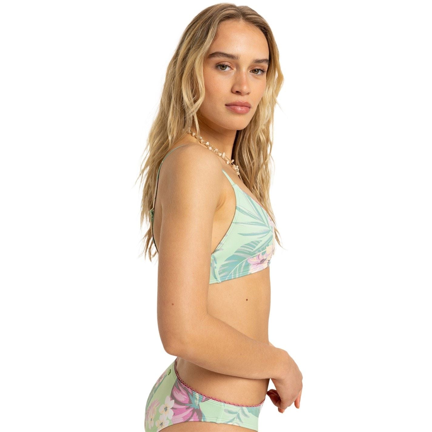 Roxy Floral Patterned V-Neck Triangle Bikini Set