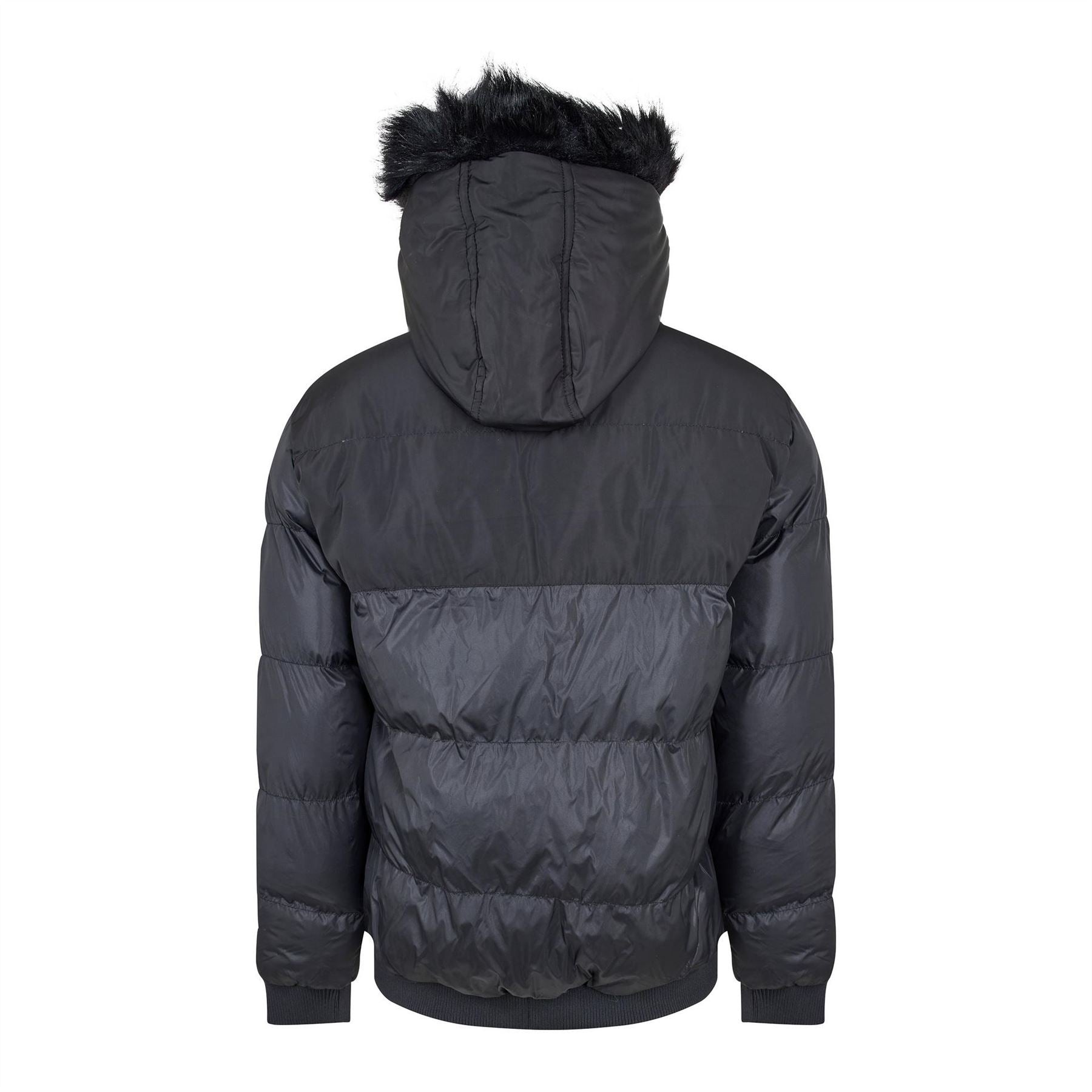 Criminal Damage Hooded Neck Snap Button Fur Trim Ribbed Cuff Parka Jacket