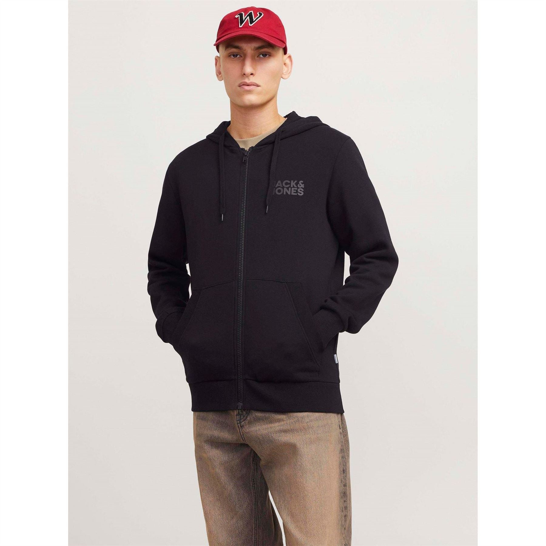 Jack and Jones Mens Corp Logo Sweat Zip Hood