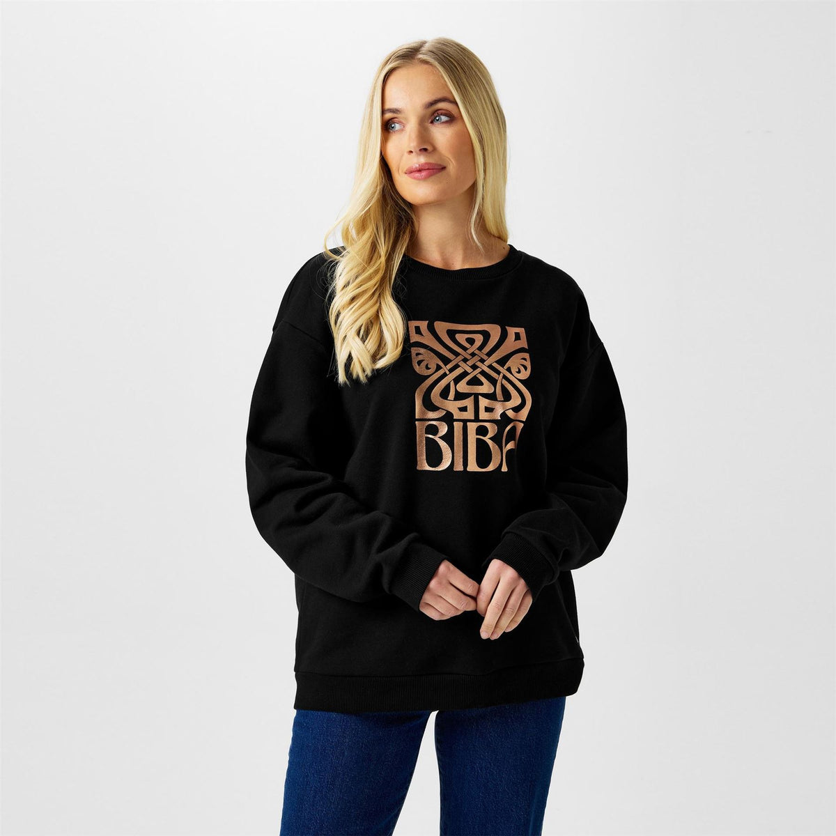 Biba Relaxed Fit Graphic Crew Neck Sweatshirt
