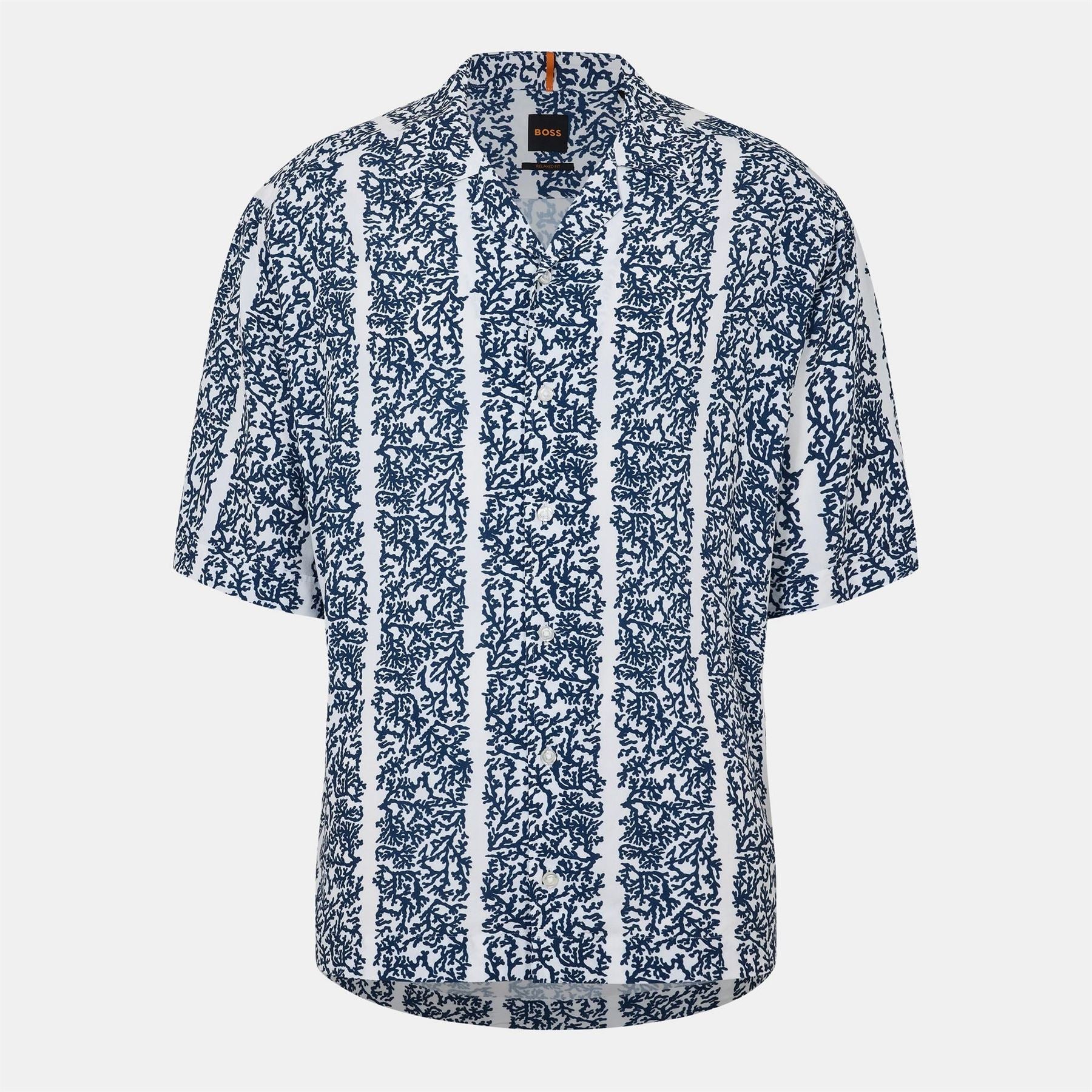 Boss Collared Neck Spread Collar Short Sleeve Shirt