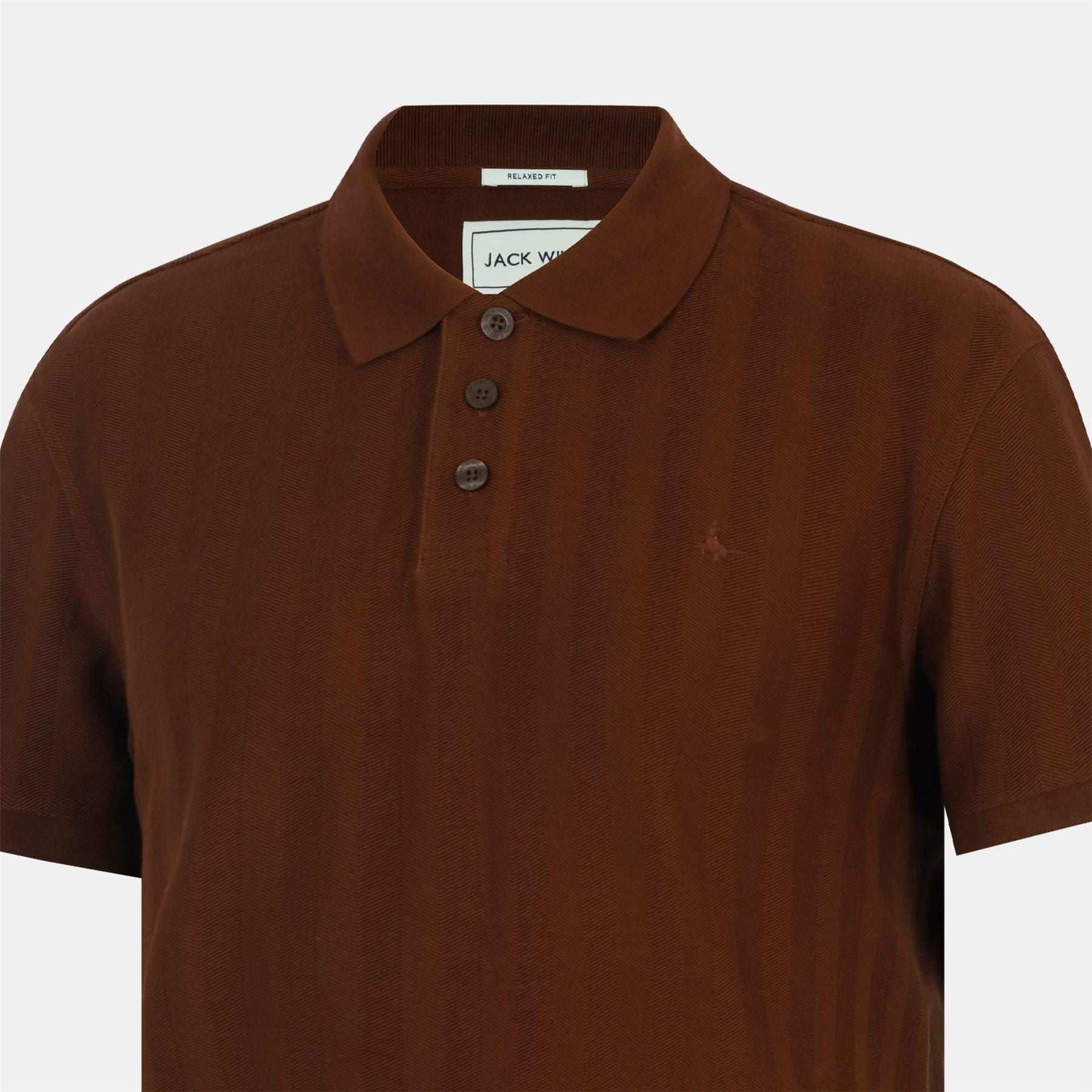Jack Wills Herringbone Cotton Short Sleeve Polo Shirt