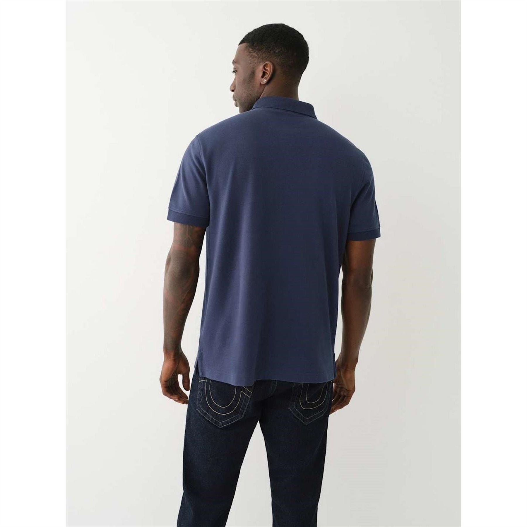 True Religion Buddha Patched Logo Short Sleeve Polo Shirt