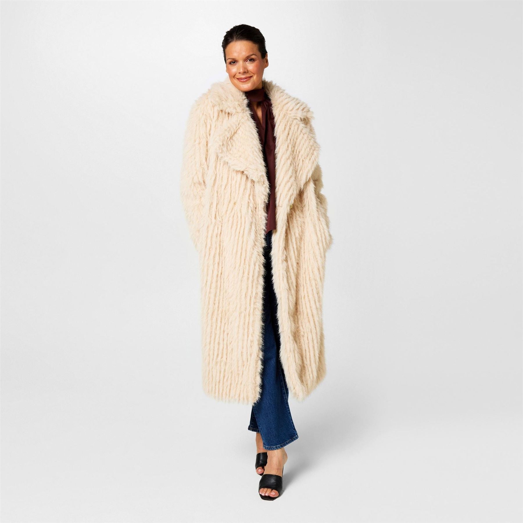 Biba Clipped Longline Faux Fur Coat