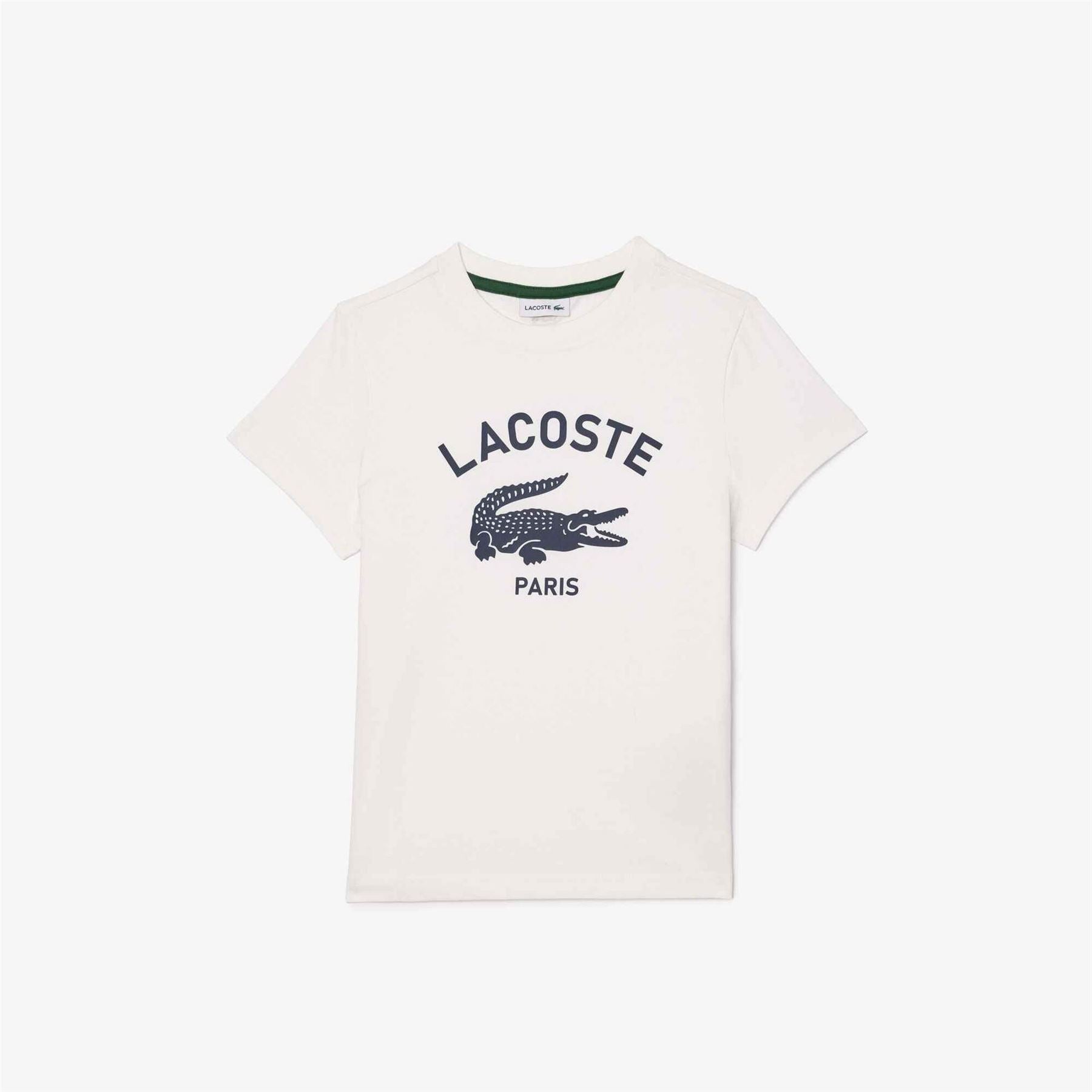 Lacoste Junior Crocodile Print Lacoste Lettering Regular Fit Crew Neck T-Shirt