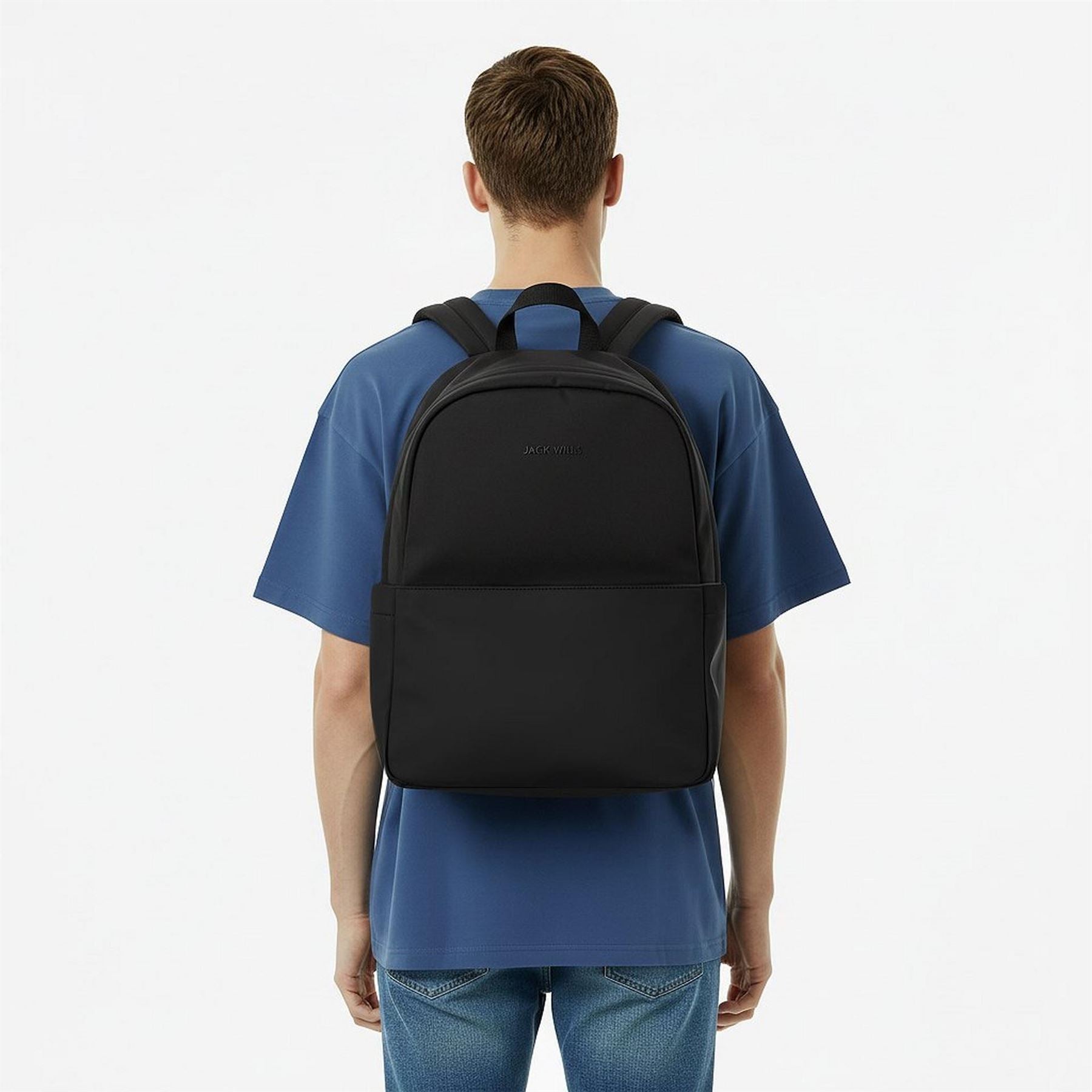Jack Wills Black Coated Backpack with Logo