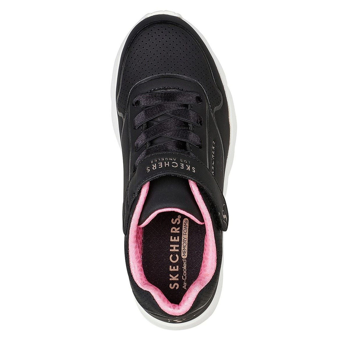 Skechers Duraleather W Metallic Heel Lace Up Low Top Trainers Girls
