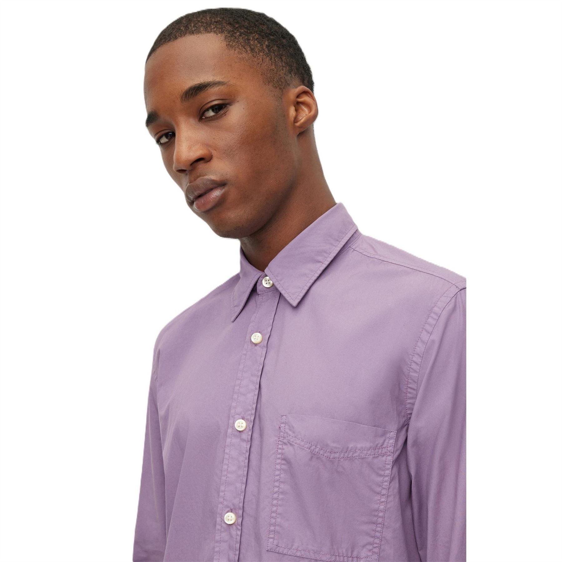 Boss Collared Neck Point Collar Long Sleeve Shirt