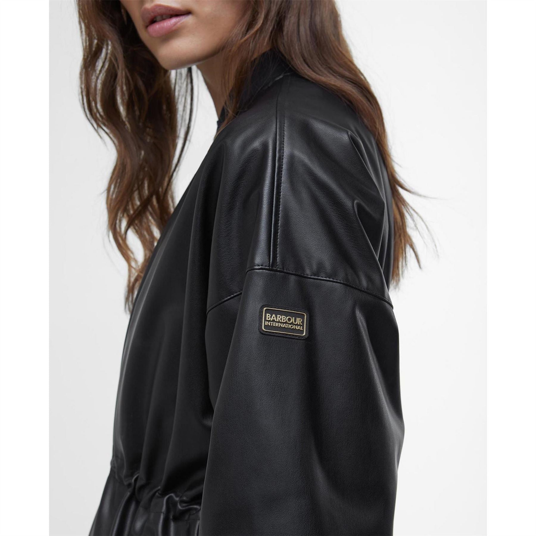 Barbour International Riley Leather Long Sleeve Parka