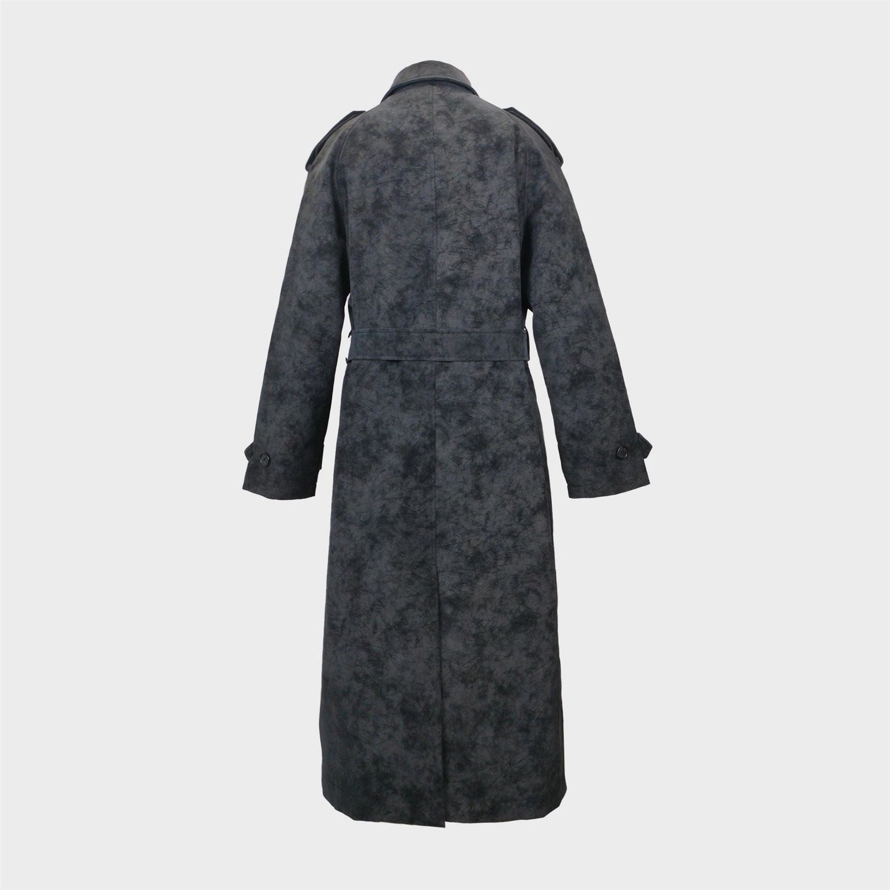 Biba Marble Patterned Lapel Collared Suede Trench Coat